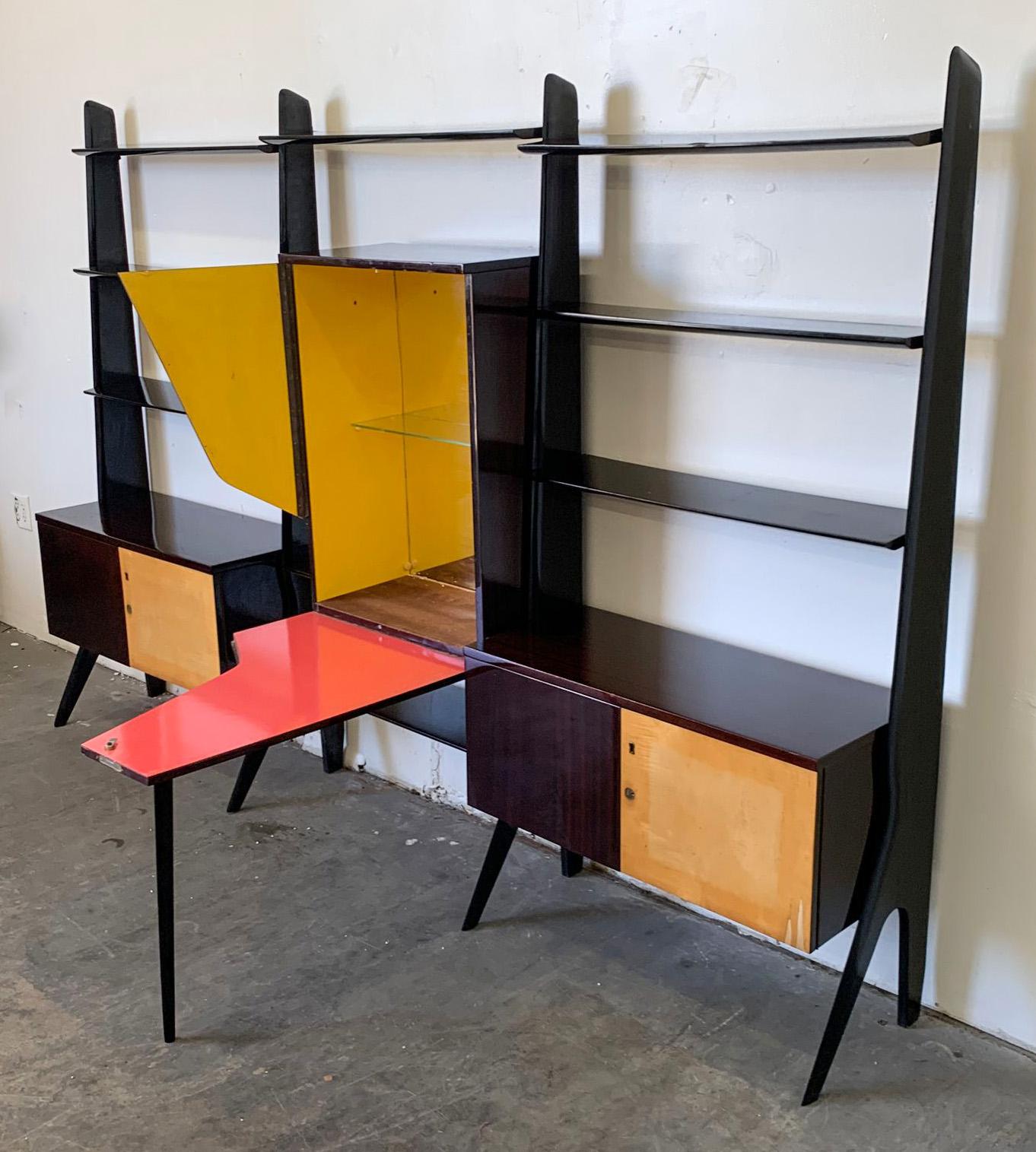 Large Ico Parisi, Style Of, Laminated Veneered Bar Wall Unit, circa 1955 1