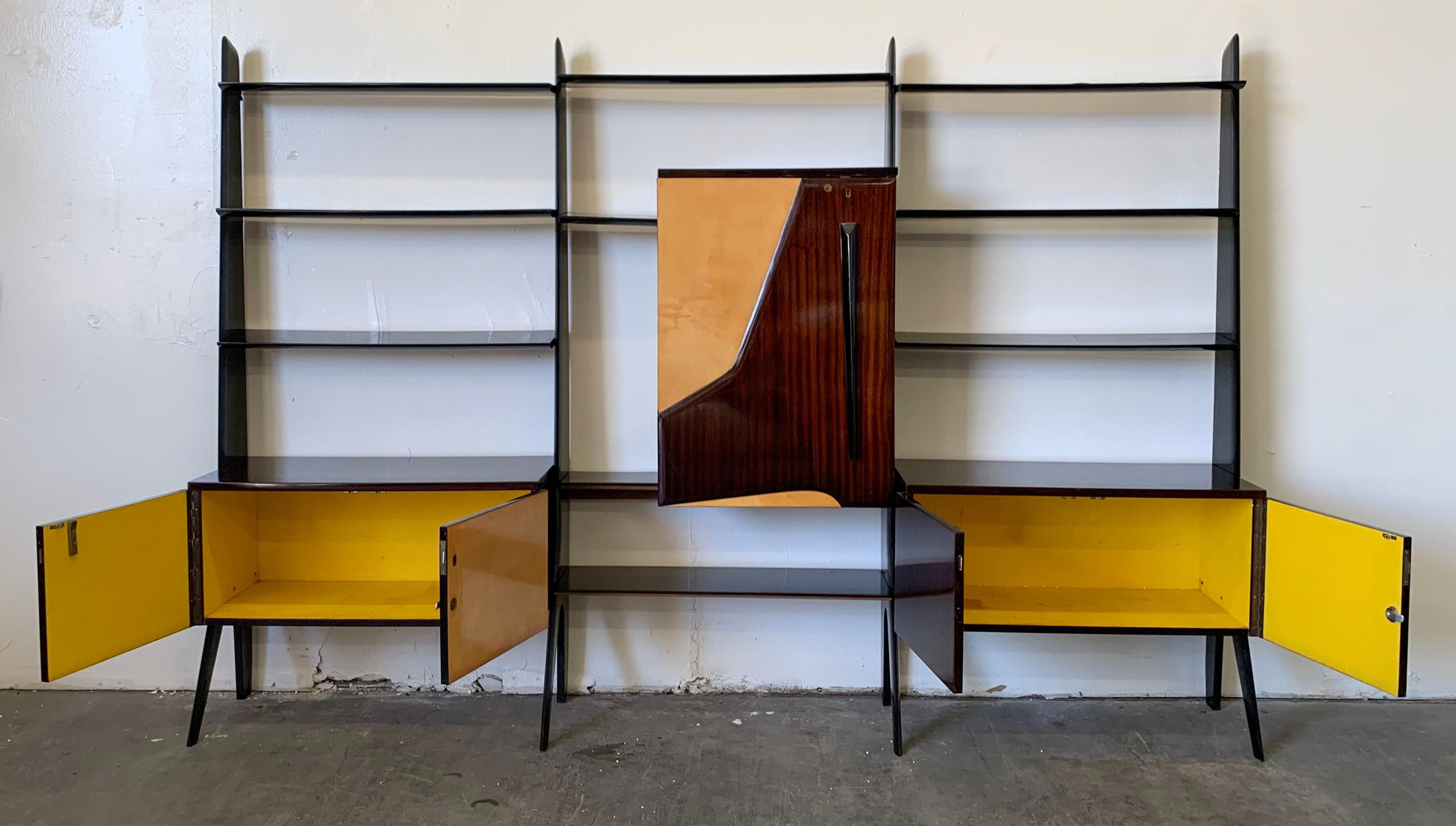 Large Ico Parisi, Style Of, Laminated Veneered Bar Wall Unit, circa 1955 3