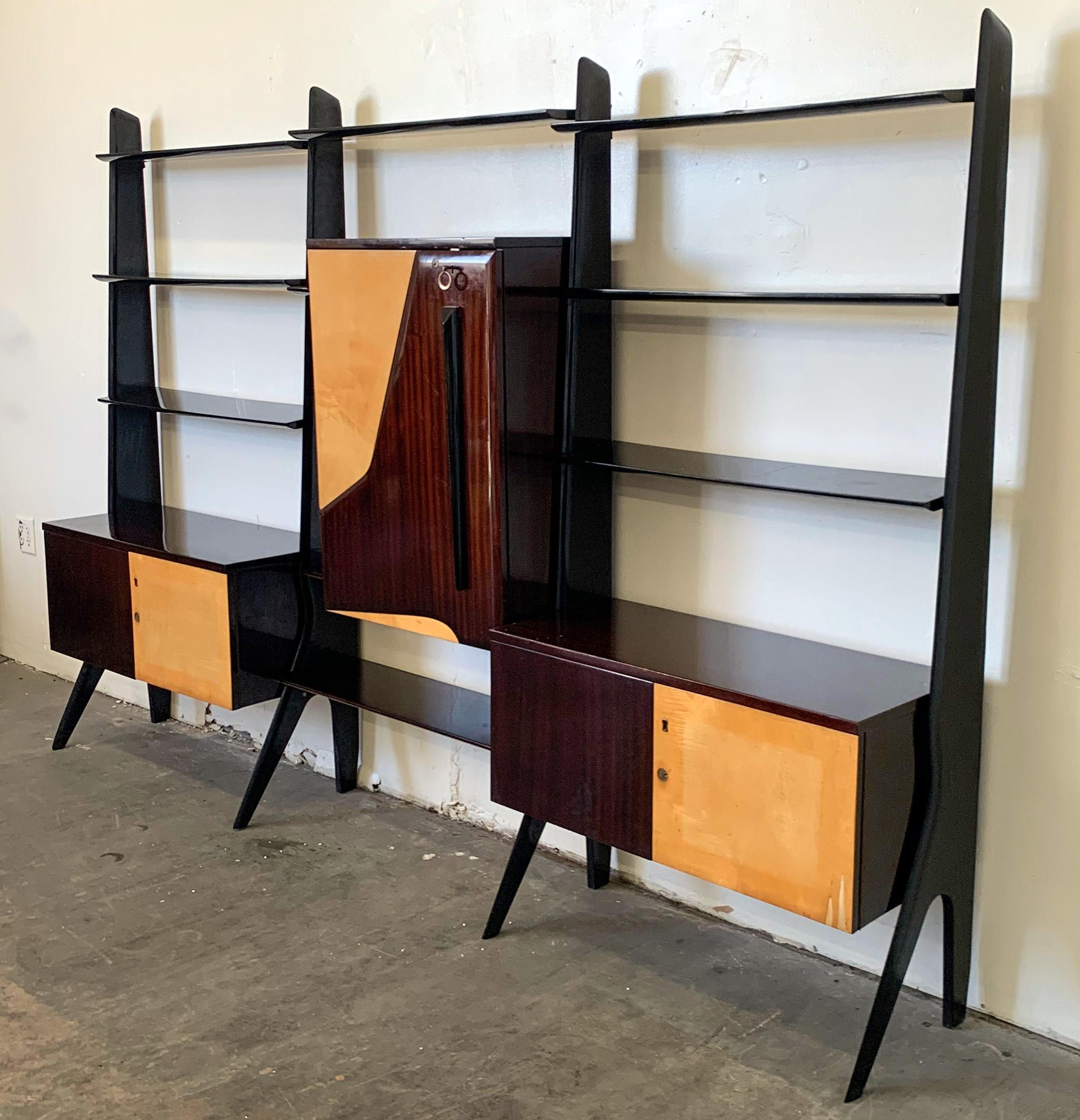 Large Ico Parisi, Style Of, Laminated Veneered Bar Wall Unit, circa 1955 5