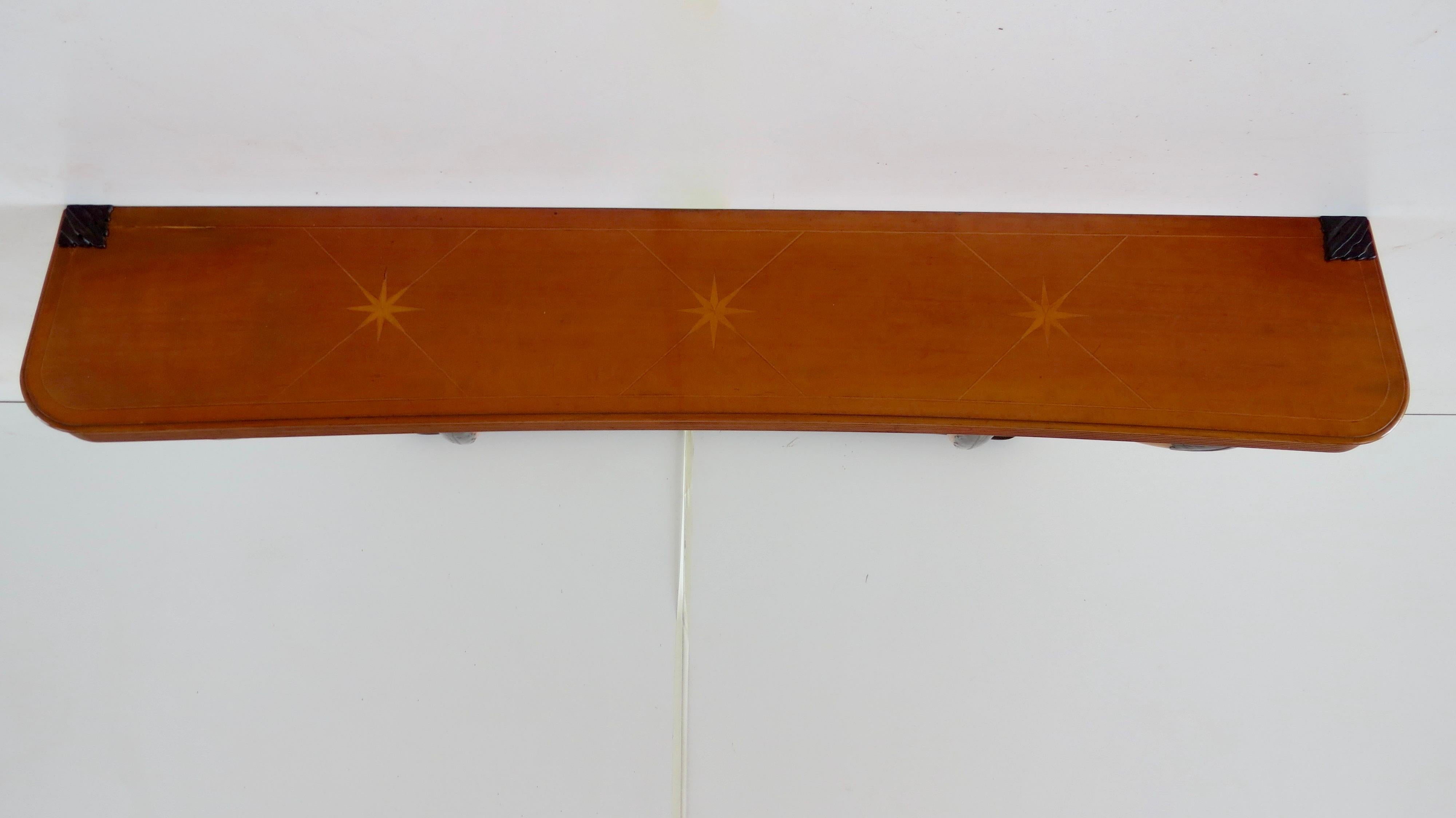 Art Deco Large Important Inlaid Cherrywood Wall Console Tomaso Buzzi Attributed, c. 1940