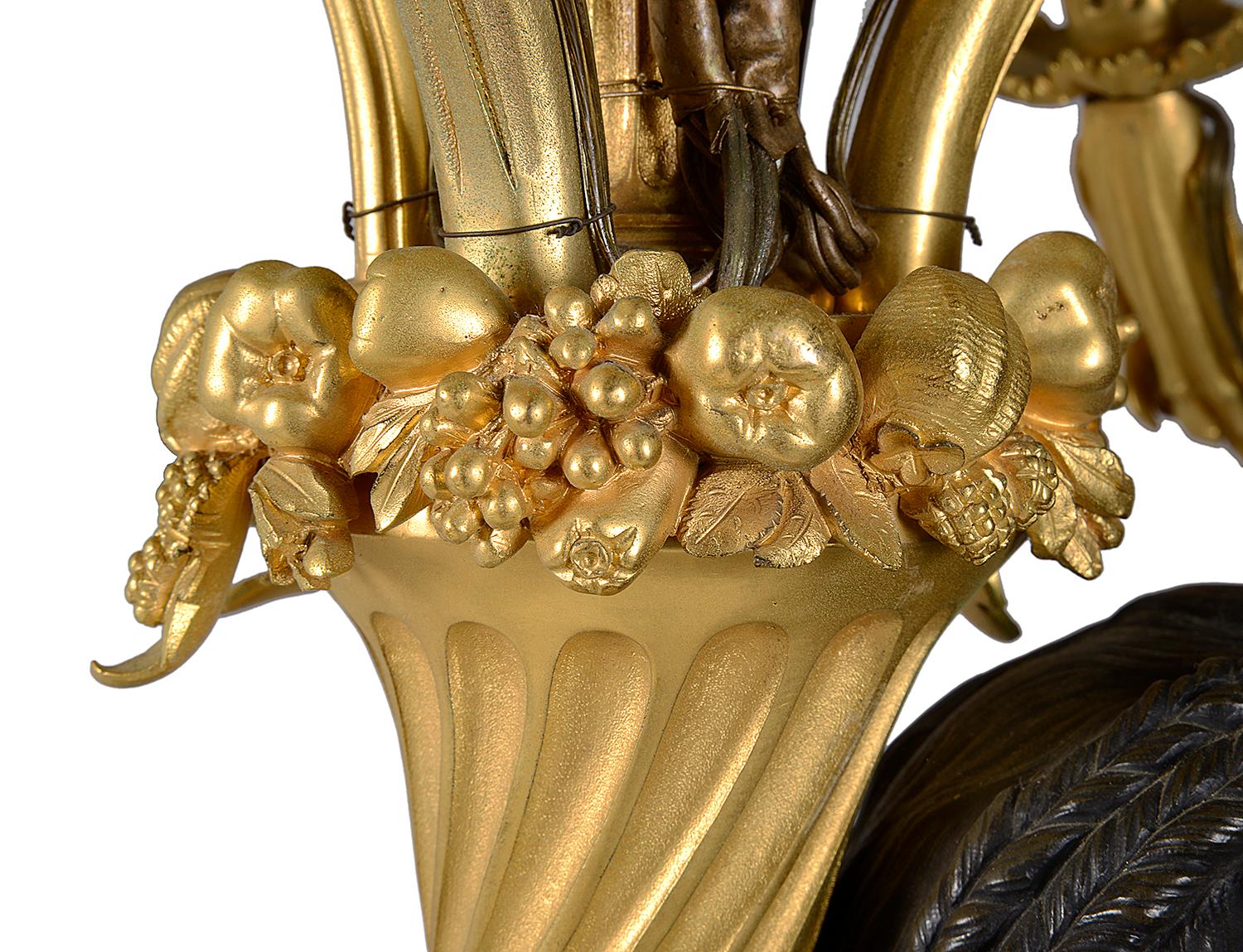 Paar bedeutende Bronze- und Goldbronze-Kandelaber des 19. Jahrhunderts im Angebot 5