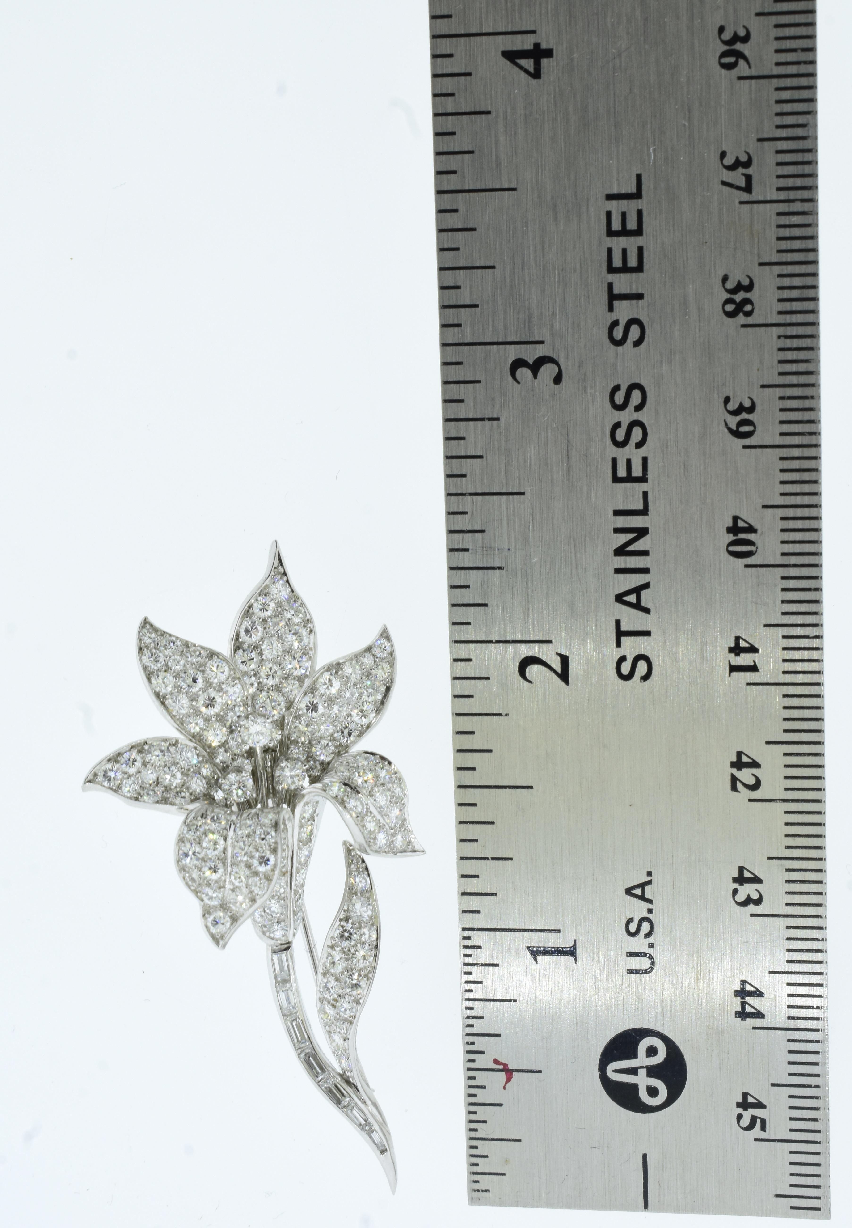 Large & Important Platinum and Diamond Exotic Flower Vintage Brooches, c 1960 For Sale 11