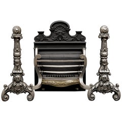 Large & Imposing Polished Cast Iron Victorian Firegrate