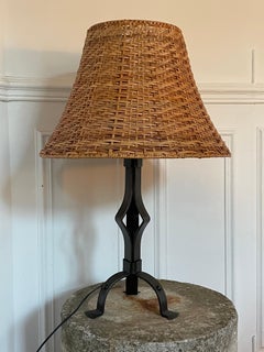 Large, imposing vintage 1950s wrought-iron lamp.