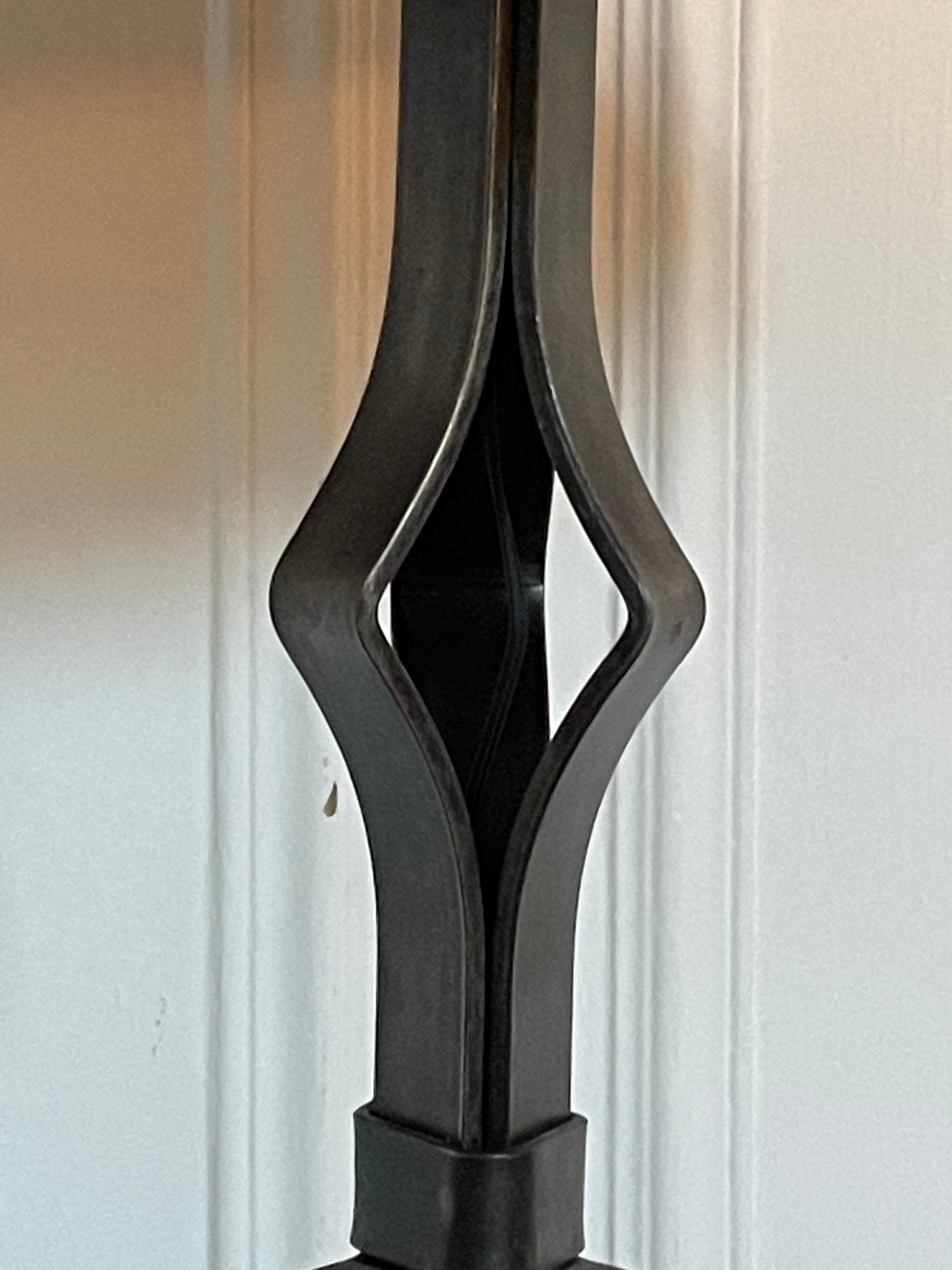 Forged Large, imposing vintage 1950s wrought-iron lamp. For Sale