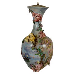 Grande ceramica impressionista, montata come lampada (fondo forato) XIXème