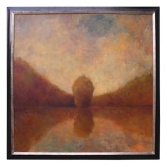 Grande peinture impressionniste d'un étang de Sid Smith, ressource pour la mémoire