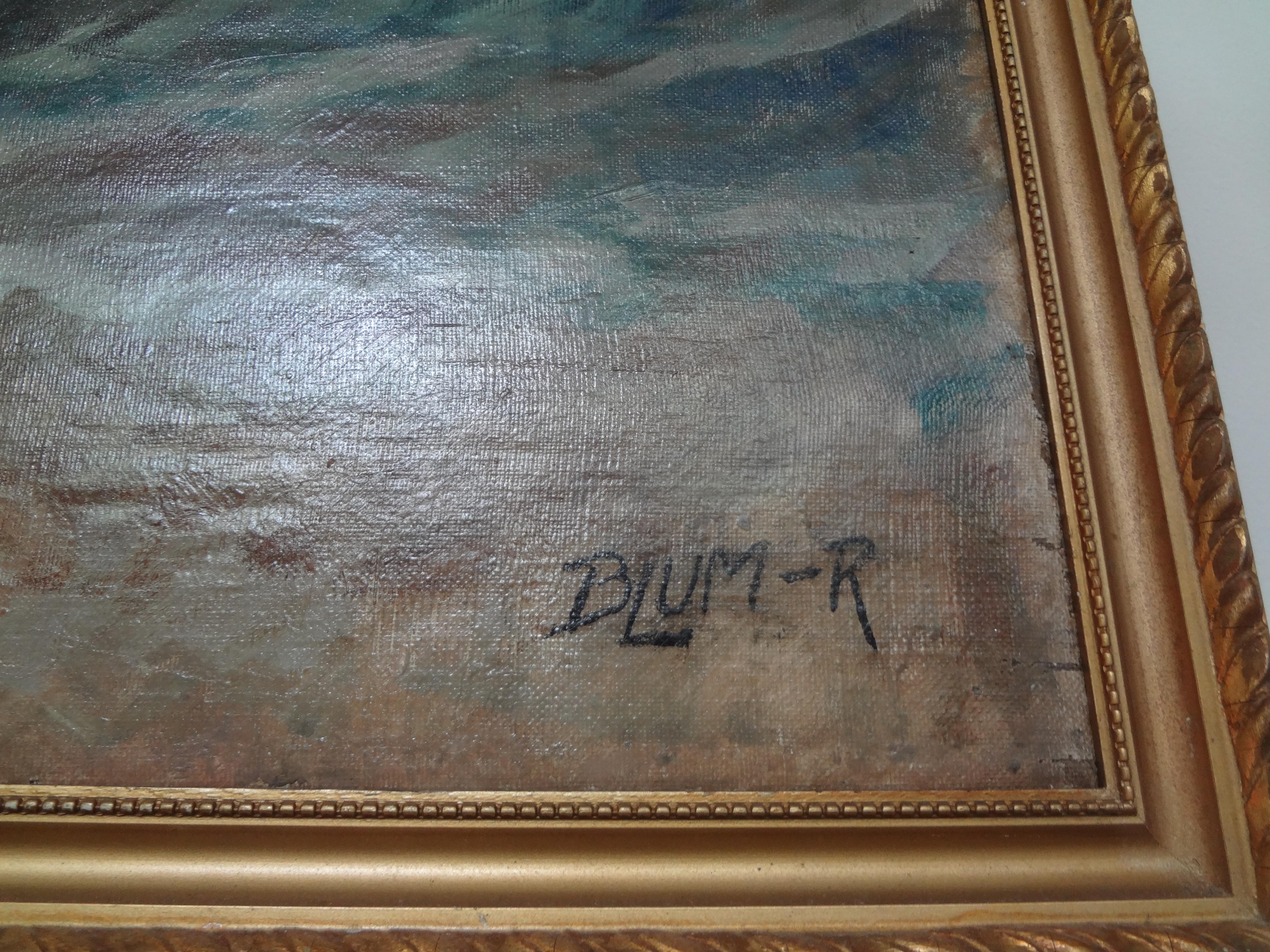 Gran cuadro impresionista al óleo sobre lienzo firmado R. Blum en venta 7