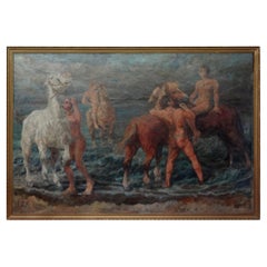 Grande peinture à l'huile impressionniste sur toile signée R. Blum