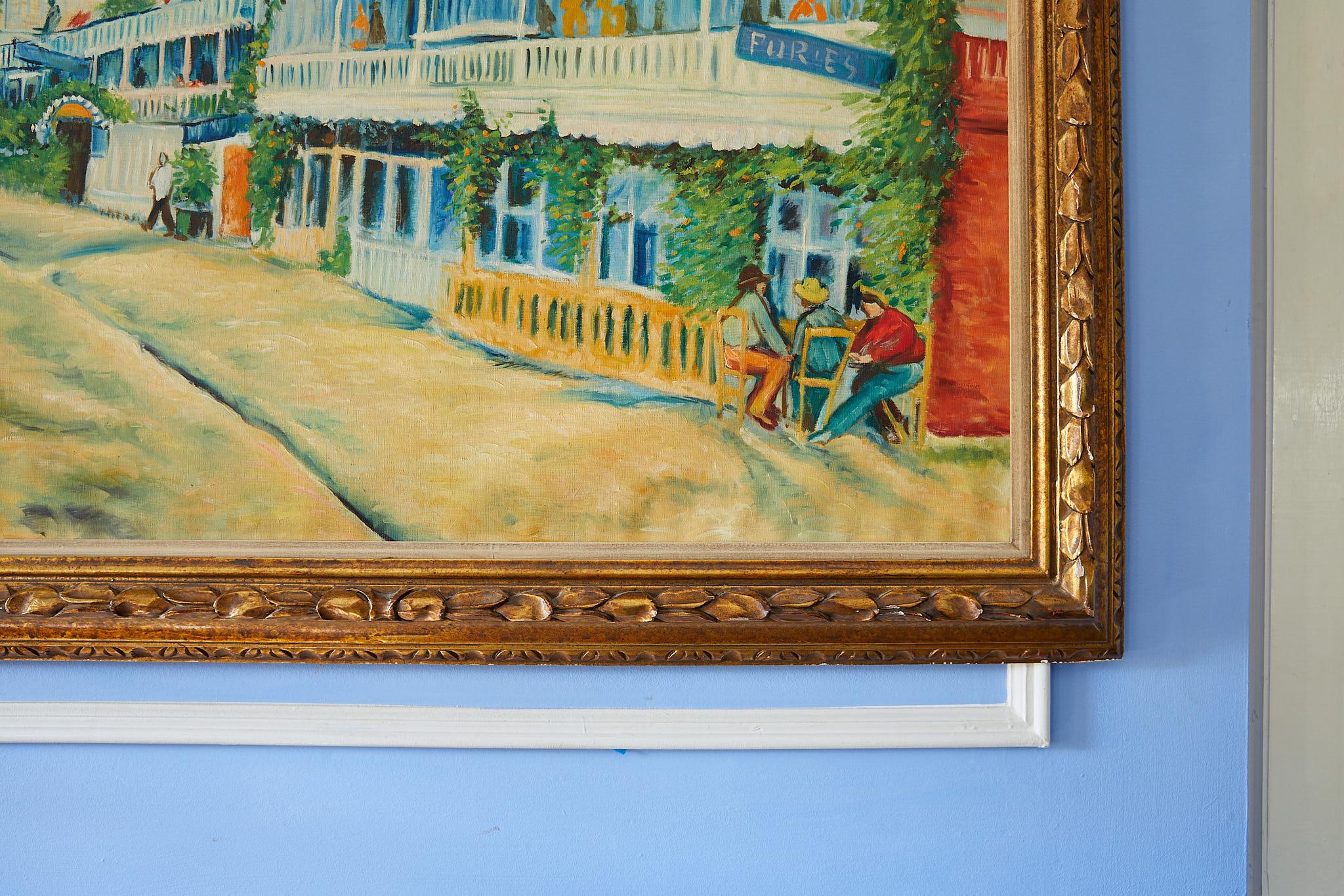Großes impressionistisches Gemälde einer französischen Straßenszene im Zustand „Gut“ im Angebot in Atlanta, GA