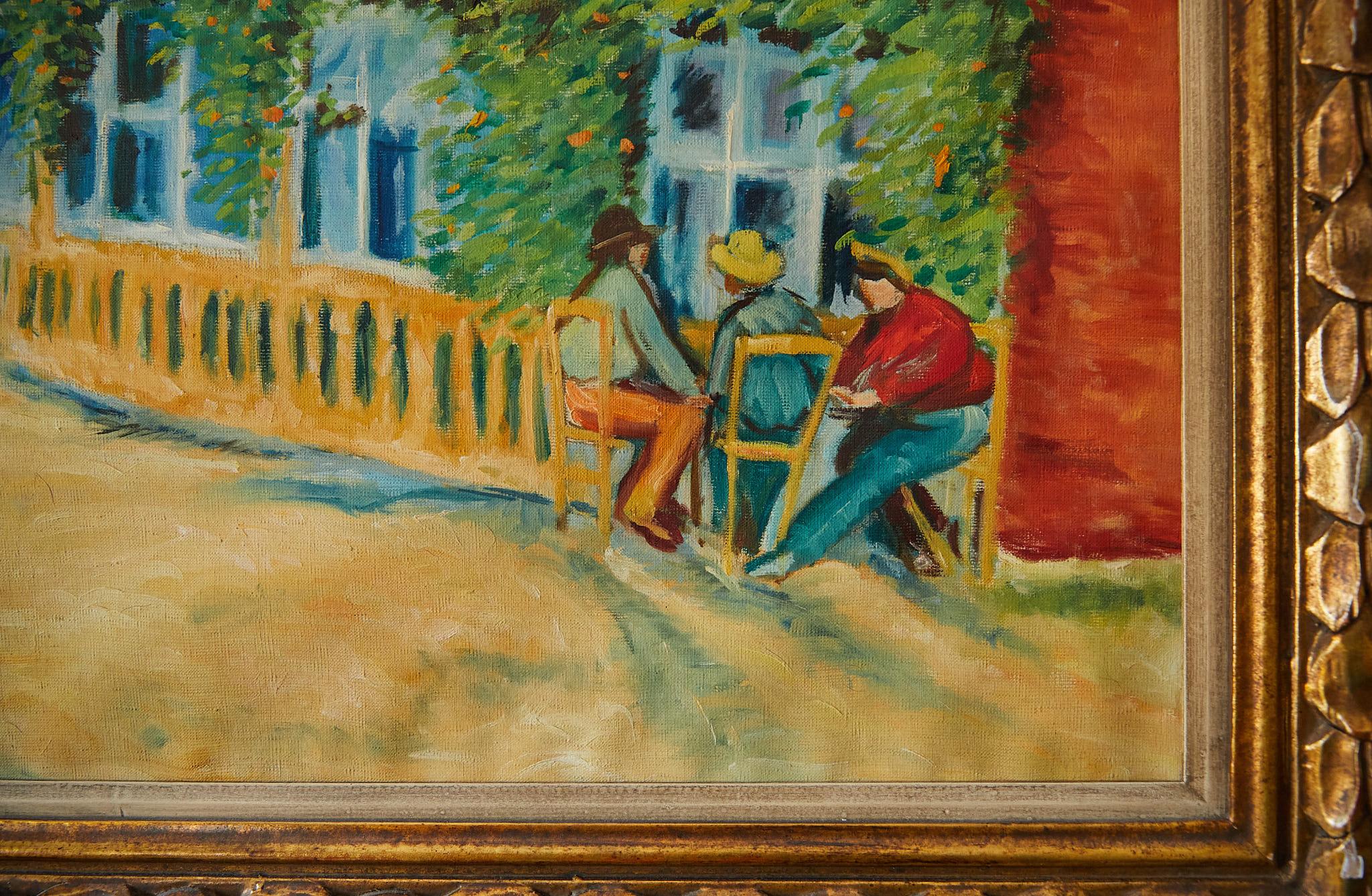 Großes impressionistisches Gemälde einer französischen Straßenszene im Angebot 2