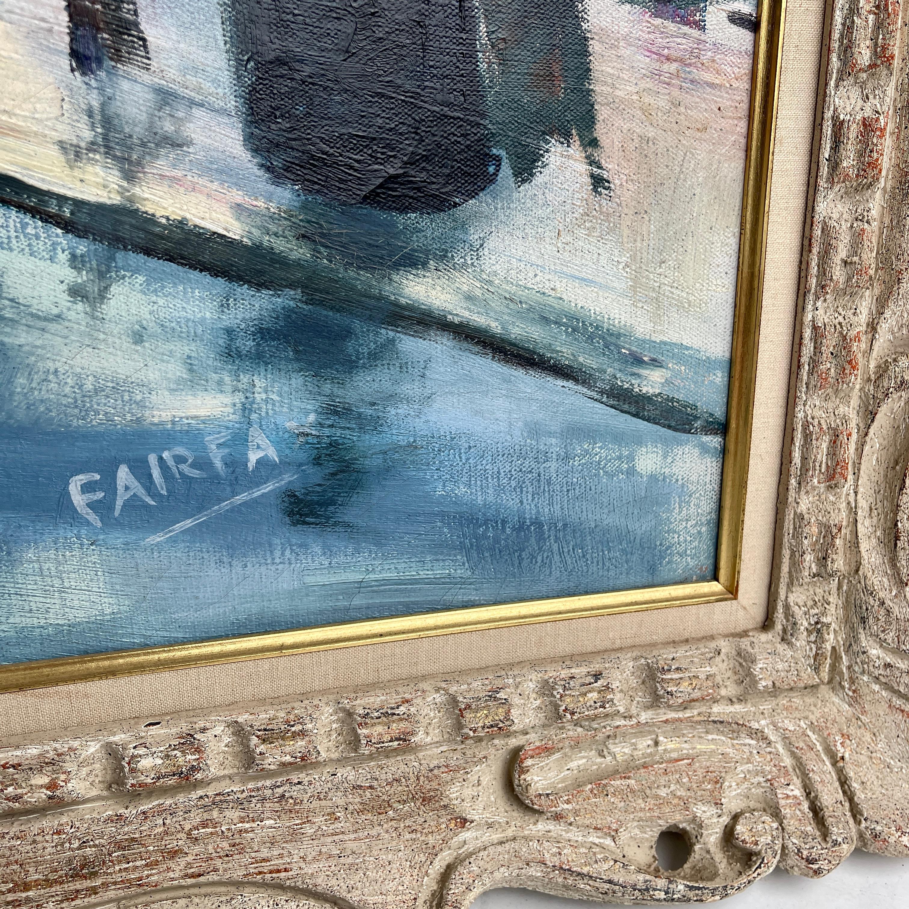 Grande huile sur toile impressionniste d'une scène de rue parisienne signée Fairfax, France en vente 1