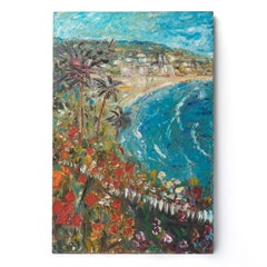 Large Impressionist Seascape Depicting the Côte d'Azur Original Painting, 1960s