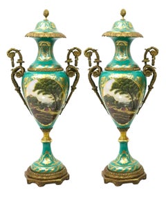 Large / Impressive 19th Century French Ormolu Mounted Sèvres Porcelain Urns