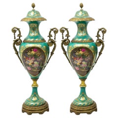 Large / Impressive 19th Century French Ormolu Mounted Sèvres Porcelain Urns