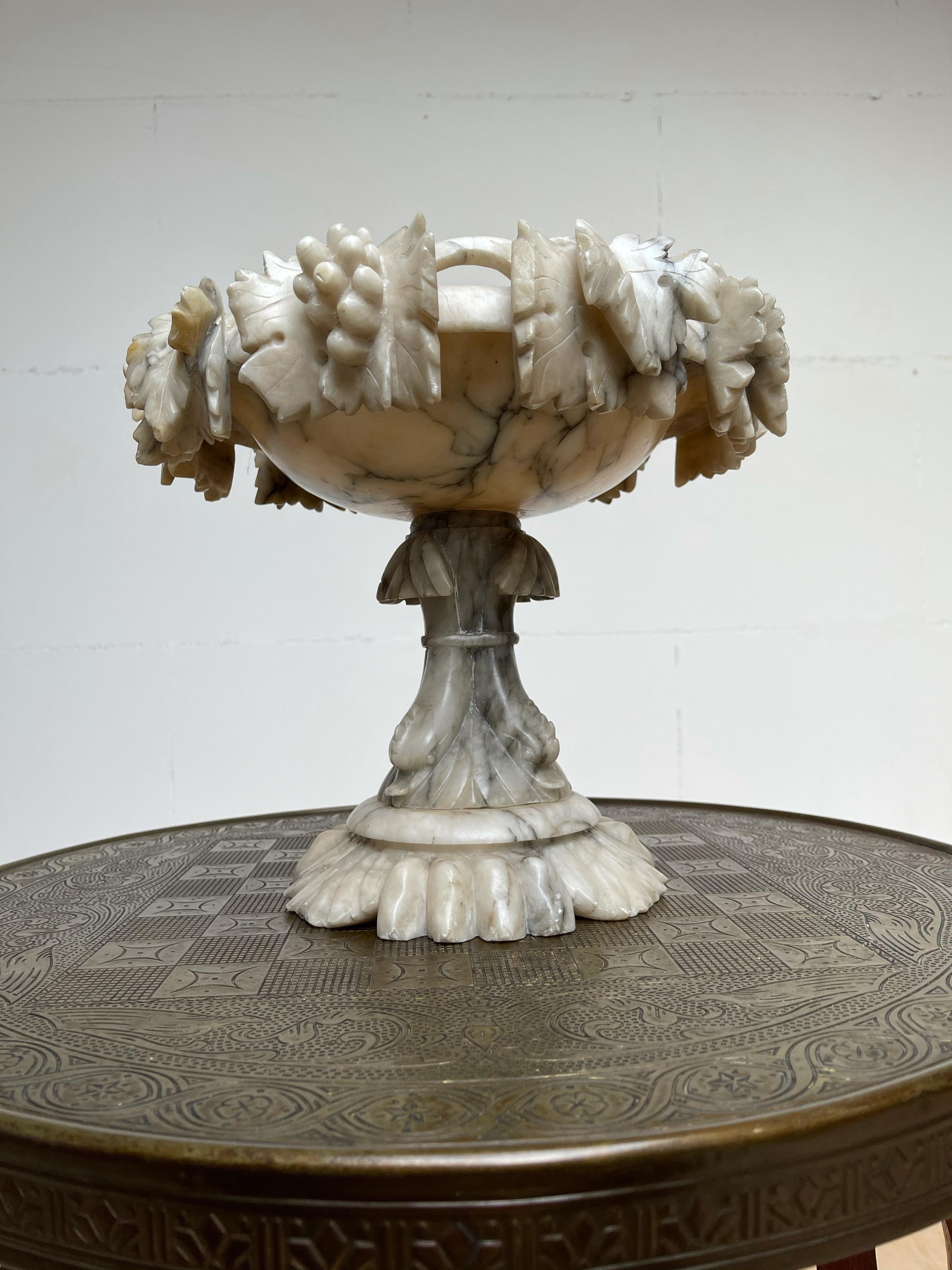 Large Impressive and Finely Carved Italian Antique Alabaster Ornamental Tazza 4