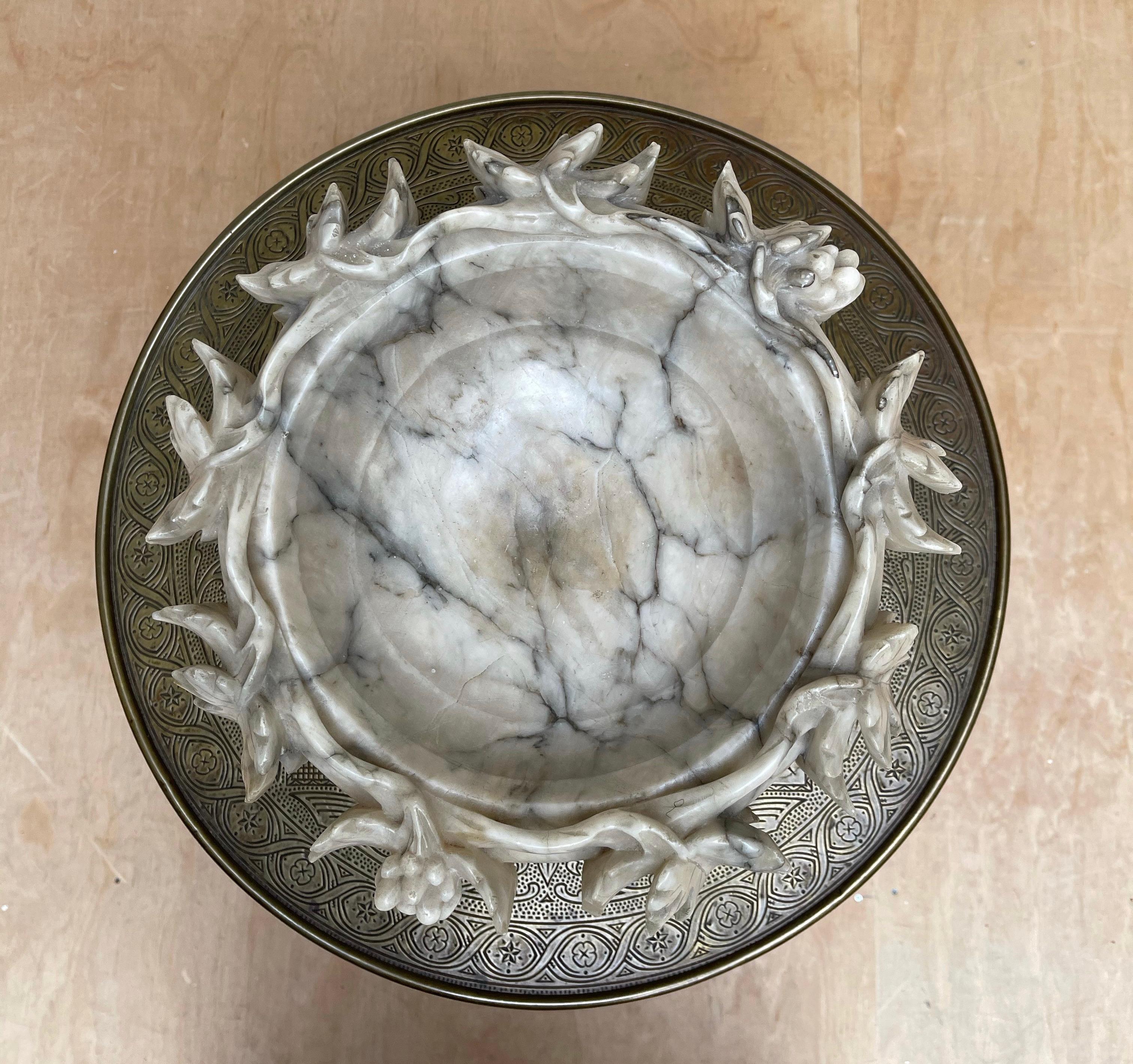 19th Century Large Impressive and Finely Carved Italian Antique Alabaster Ornamental Tazza