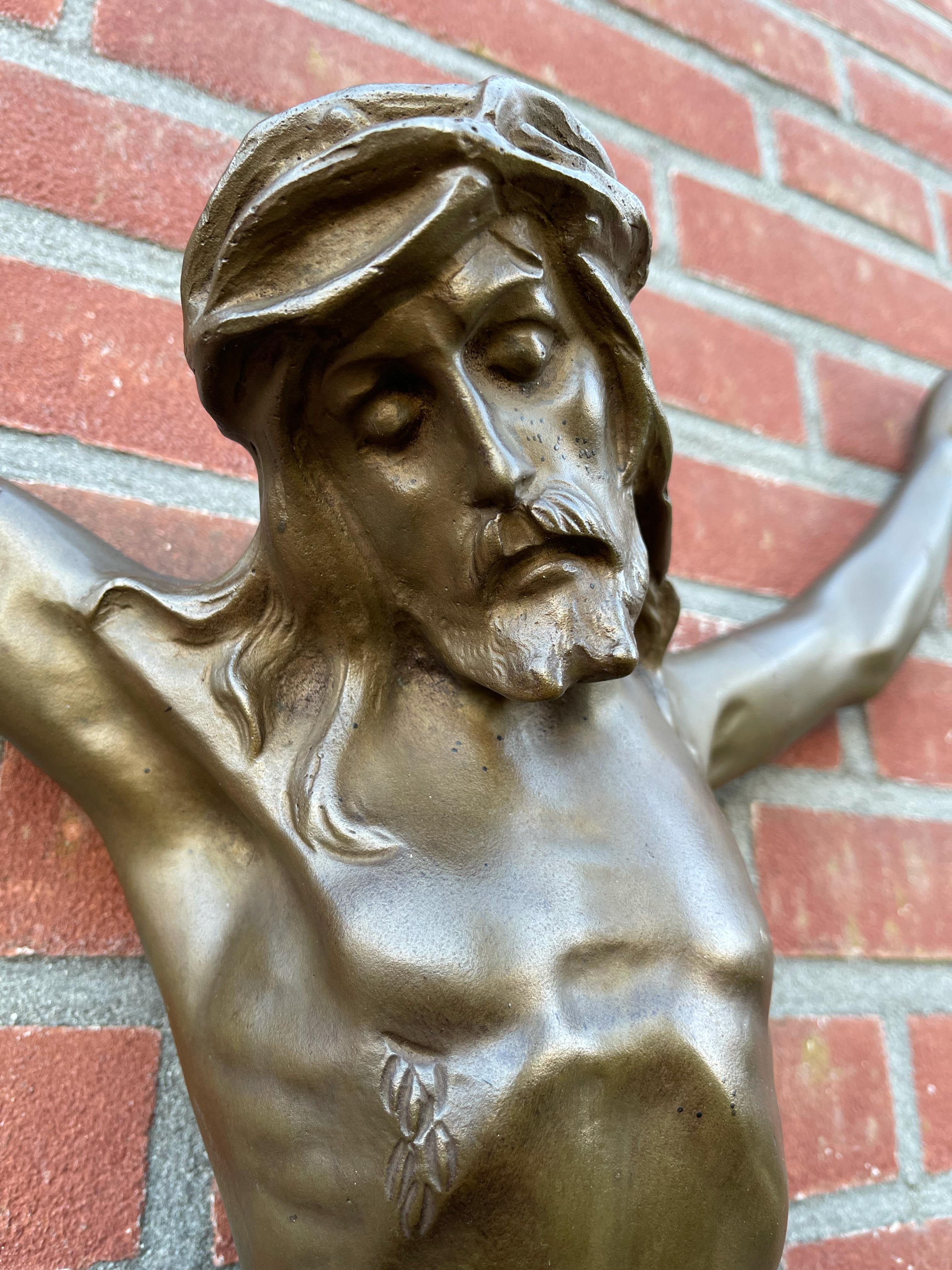 Large & Impressive Antique Bronze Corpus of Christ w. Amazing Details and Patina For Sale 7