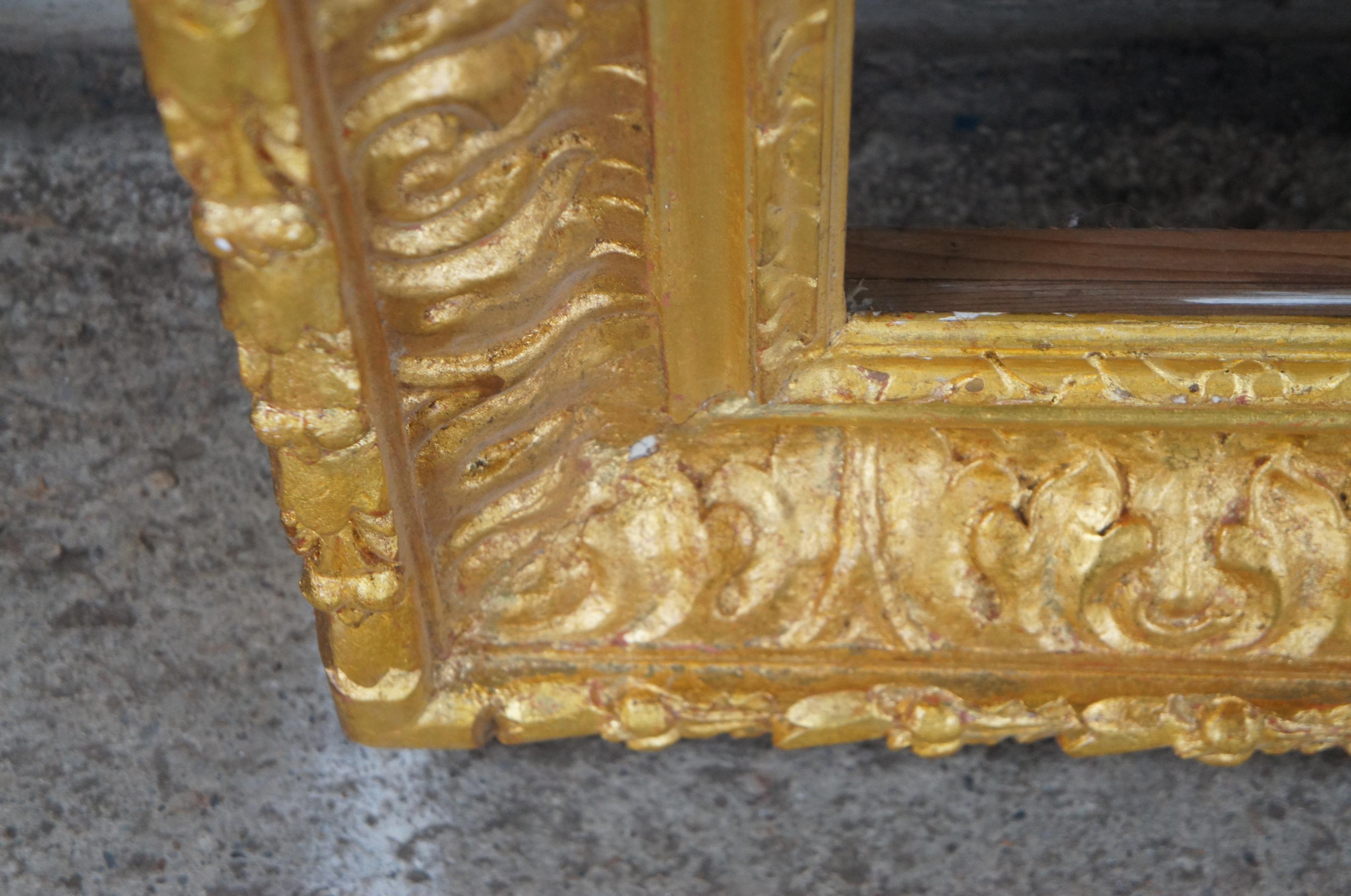 Large Impressive Antique Carved Gold Gilded Picture Art Mirror Frame 53