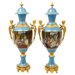 Large & Impressive Antique Dresden Porcelain Ormolu Mounted Hand-Painted Urn