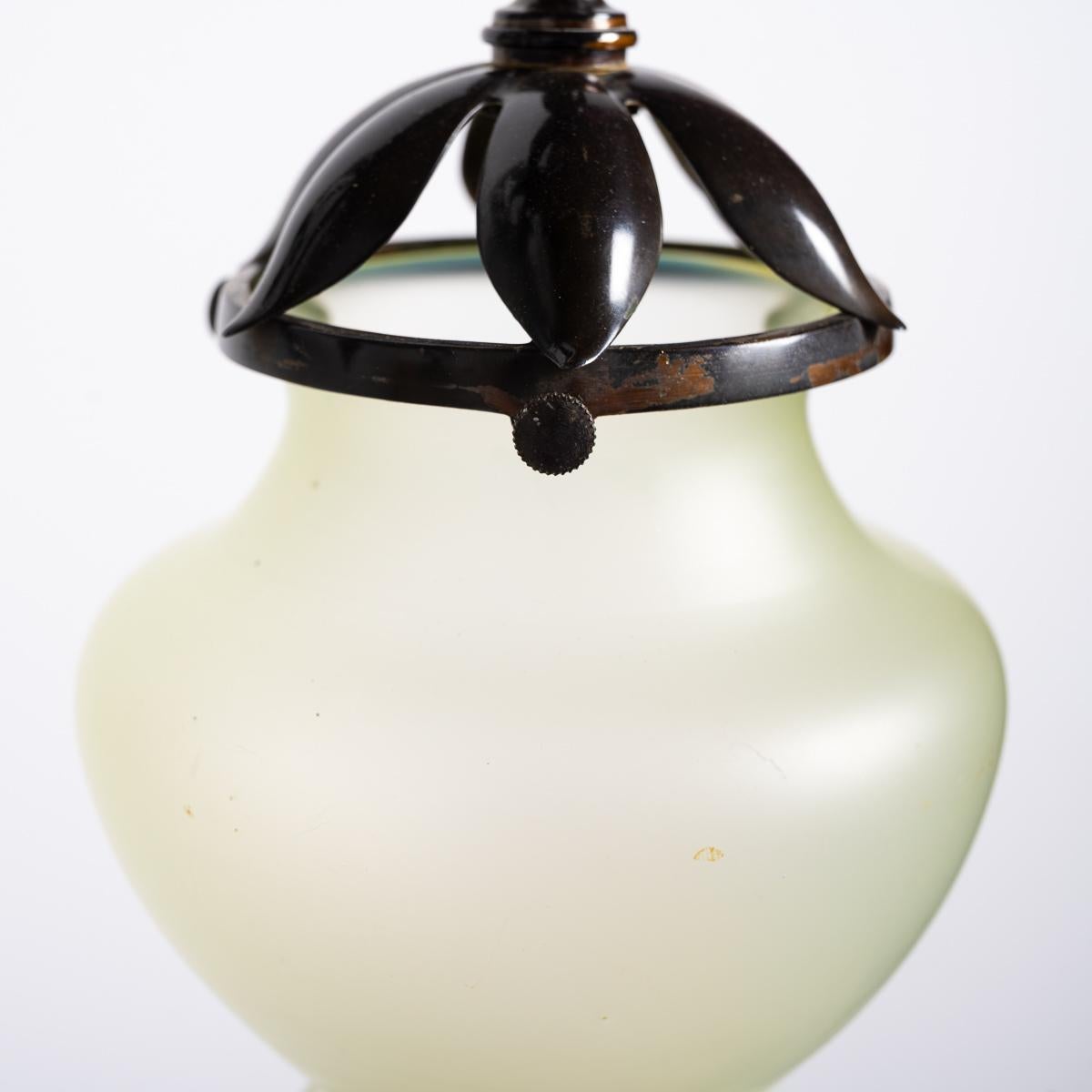 Large & Impressive British Arts & Crafts Chandelier With Original Vaseline Glass For Sale 4
