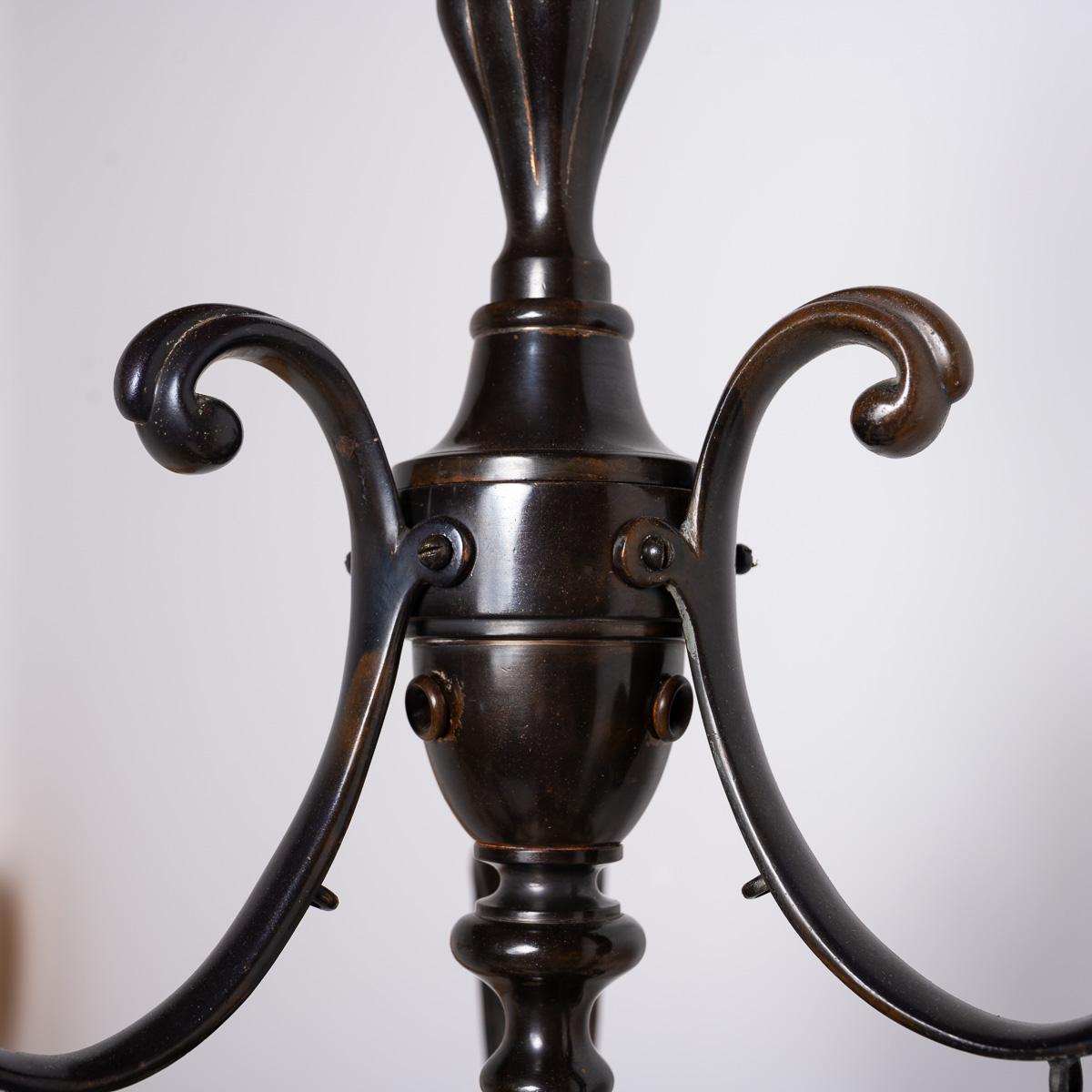 Large & Impressive British Arts & Crafts Chandelier With Original Vaseline Glass For Sale 9