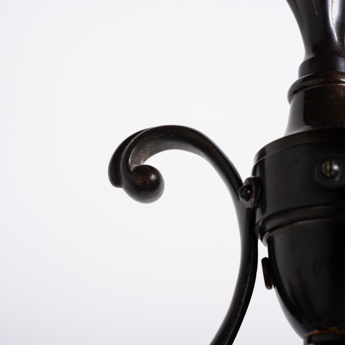 Large & Impressive British Arts & Crafts Chandelier With Original Vaseline Glass For Sale 10