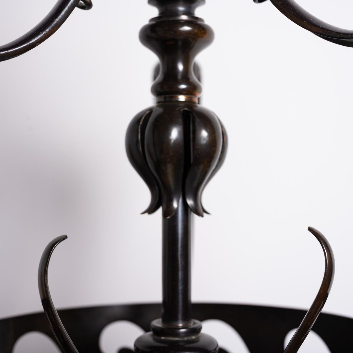 Large & Impressive British Arts & Crafts Chandelier With Original Vaseline Glass For Sale 1
