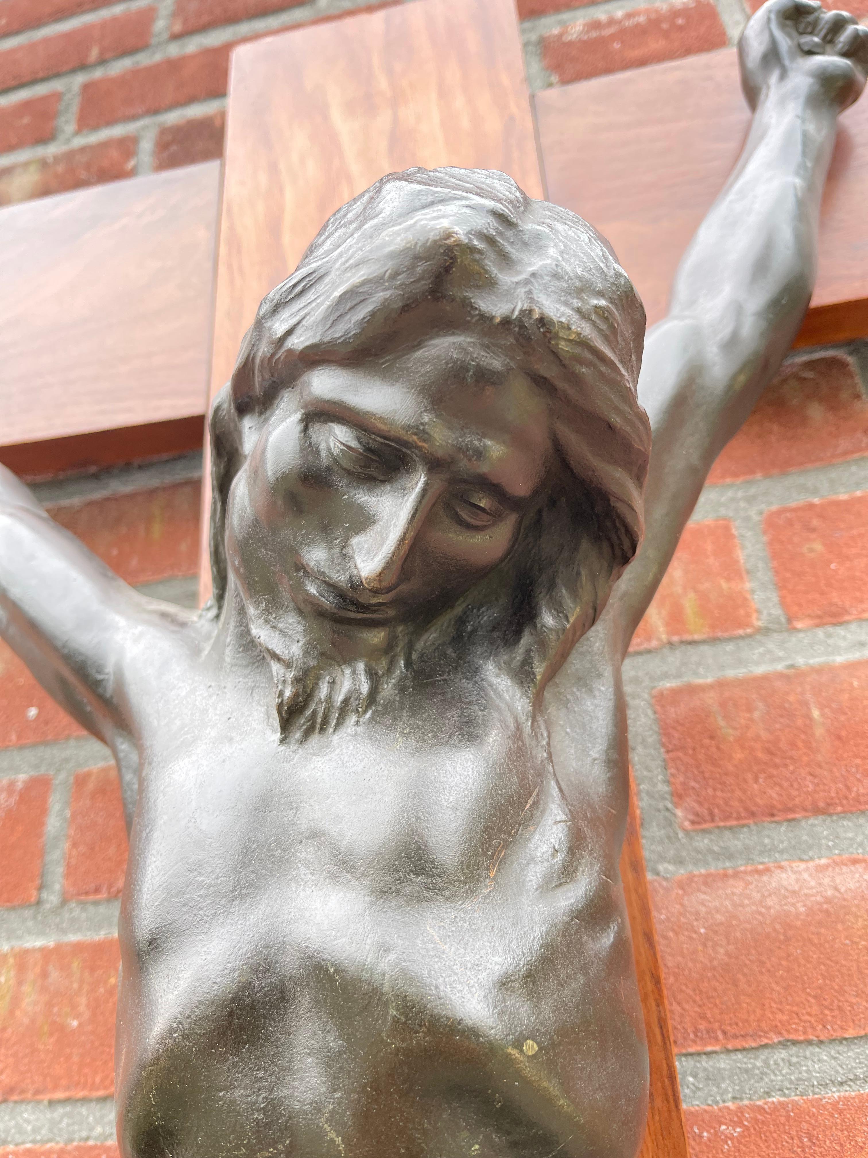 Large & Impressive & Rare Bronze Corpus of Christ Crucifix by Jef Lambeaux For Sale 6