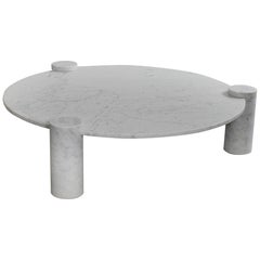 Vintage Large Impressive Carrara Marble Coffee Table Made in Italy, 1970s