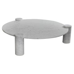 Large Impressive Carrara Marble Coffee Table Made in Italy, 1970s