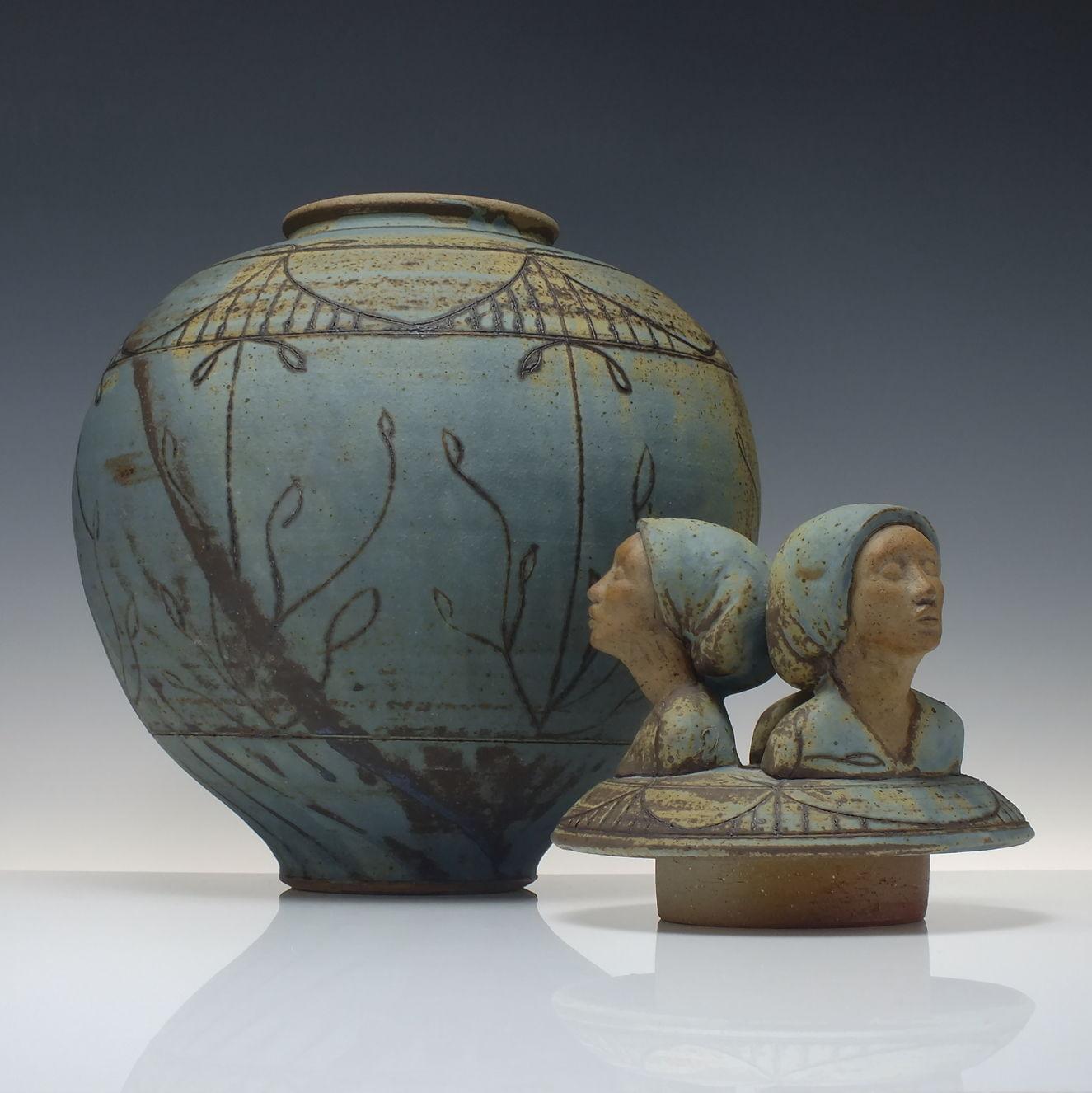 Large Impressive Ceramic Covered Jar by Chris Bramble For Sale 1