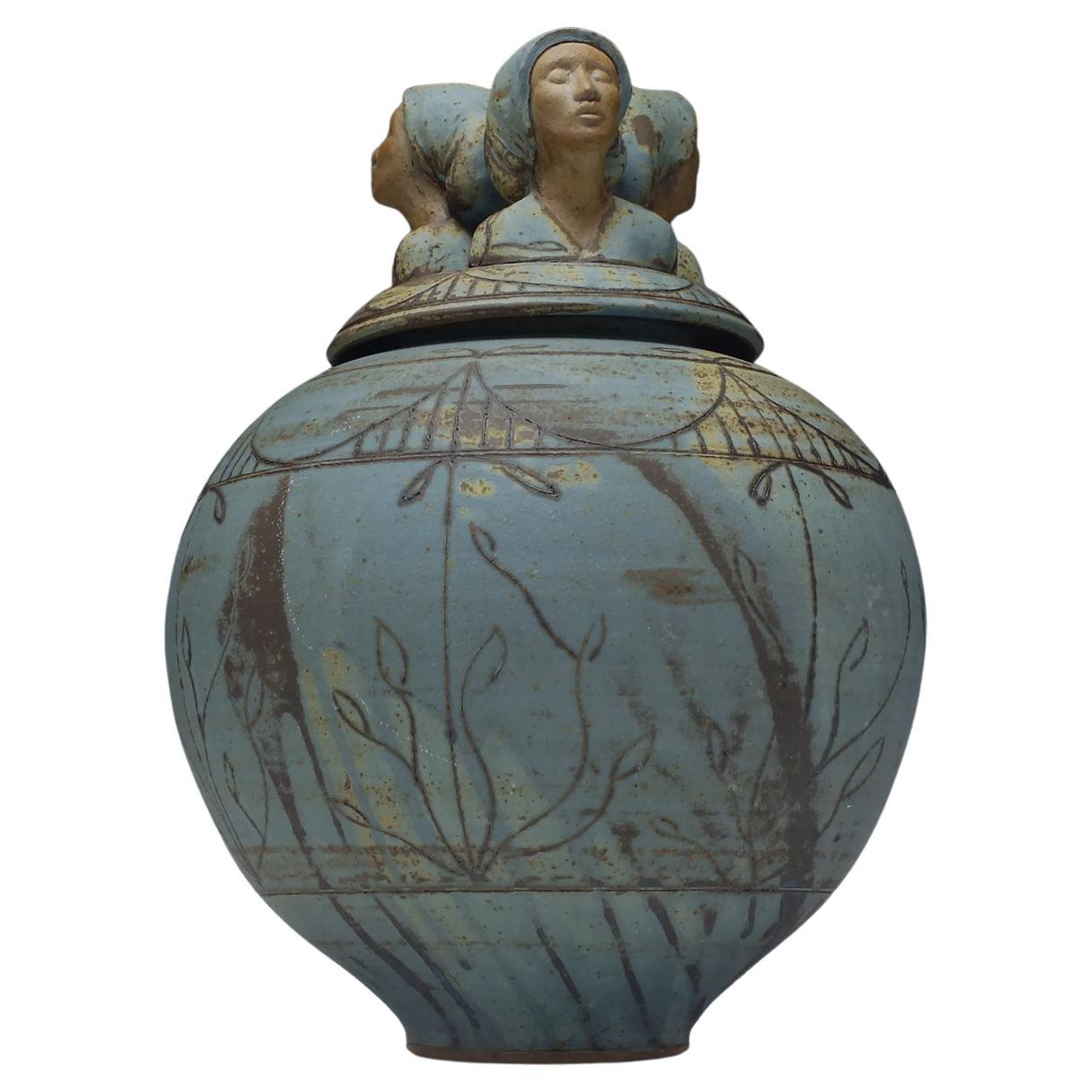 Large Impressive Ceramic Covered Jar by Chris Bramble For Sale