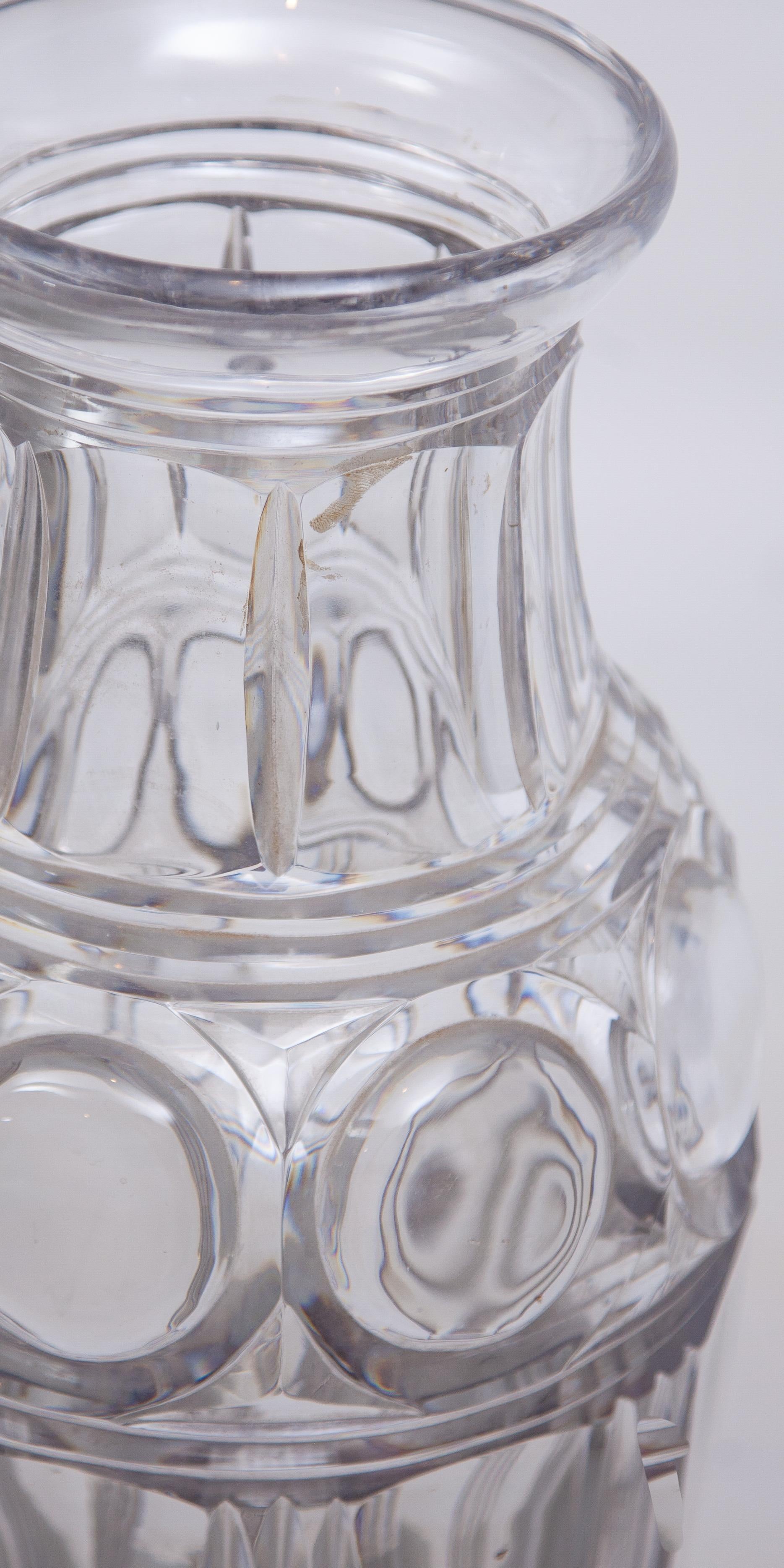 Große beeindruckende Kristallvase aus Val Saint Lamber-Kunstglas, Belgien im Angebot 4