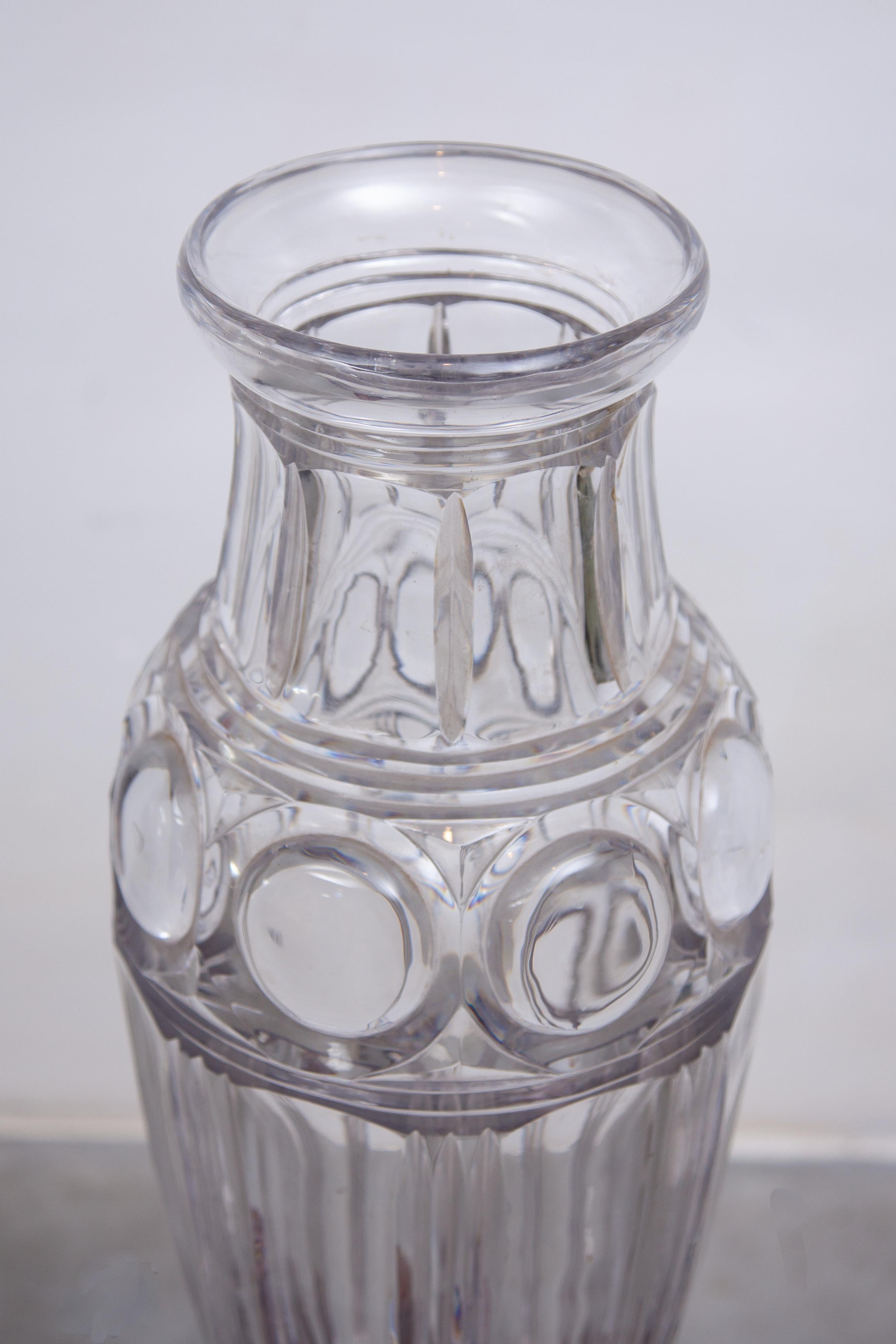 Große beeindruckende Kristallvase aus Val Saint Lamber-Kunstglas, Belgien im Angebot 5