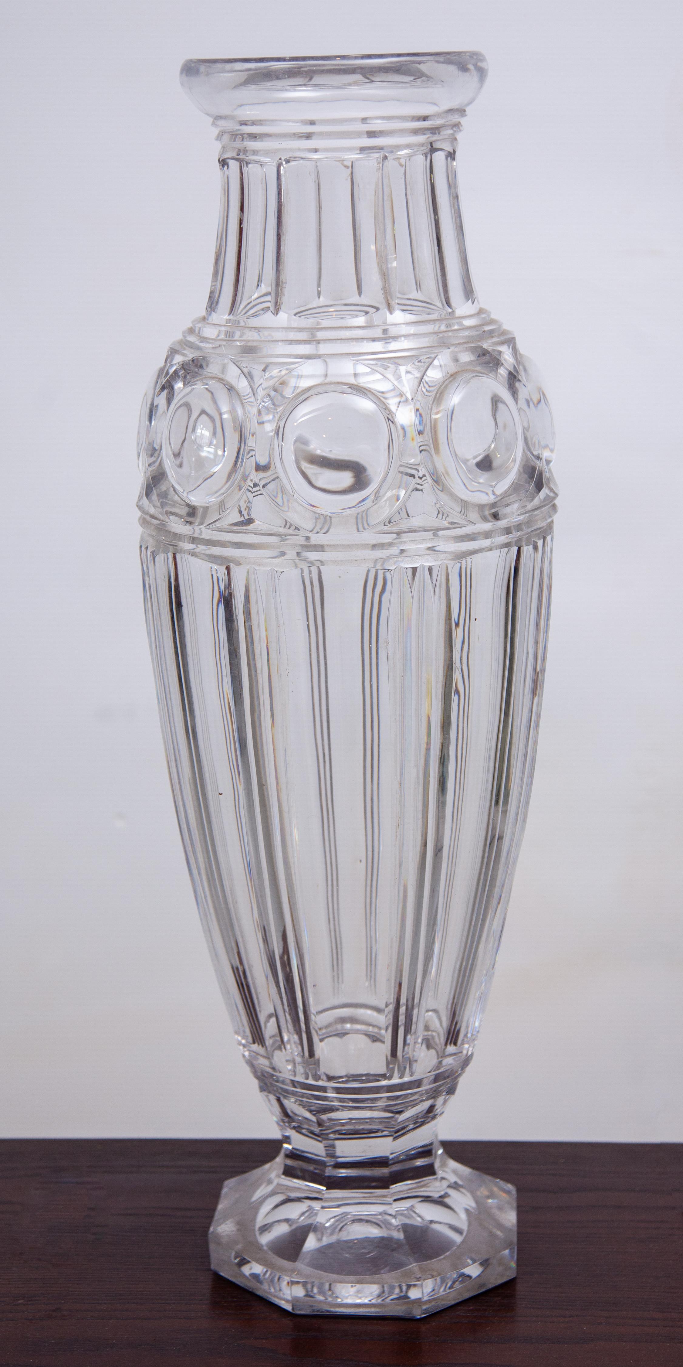 Große beeindruckende Kristallvase aus Val Saint Lamber-Kunstglas, Belgien (Belgisch) im Angebot