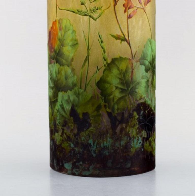 19th Century Large, Impressive Daum Nancy Art Nouveau Vase in Mouth Blown Enamelled Art Glass