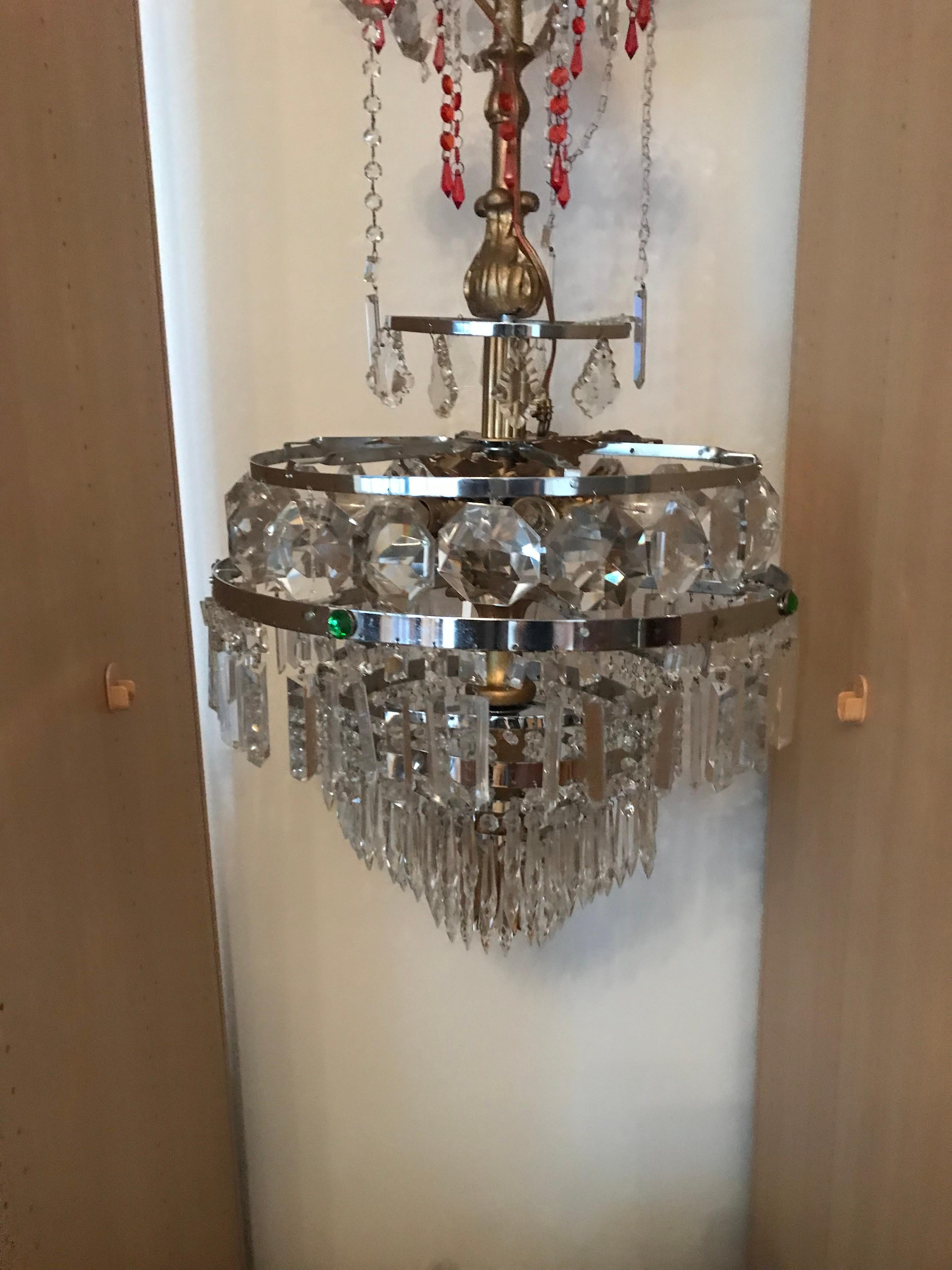 Large antique crystal chandelier 19 th century 