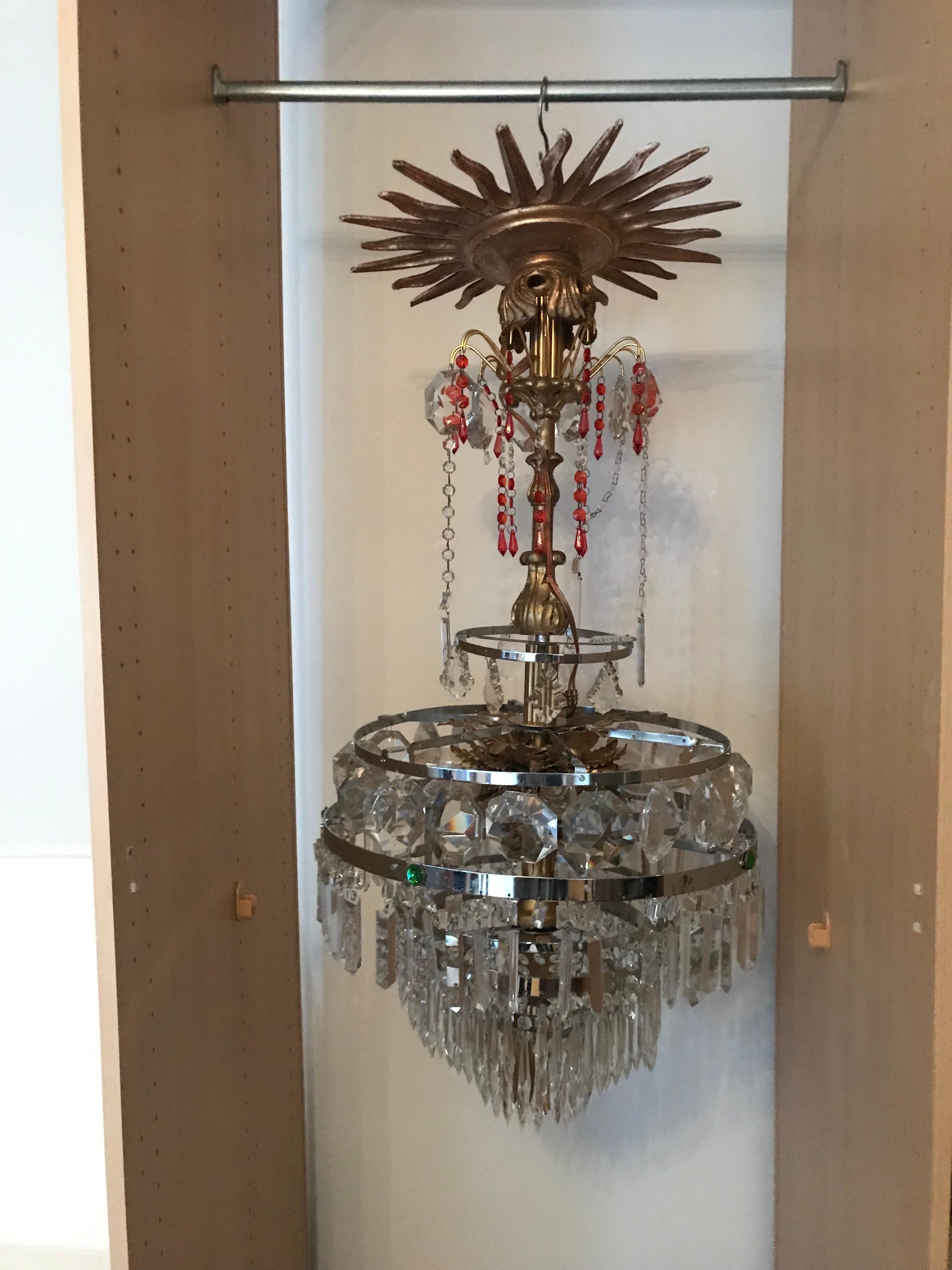 Austrian Large 19 th century Antique Crystal Chandelier  For Sale