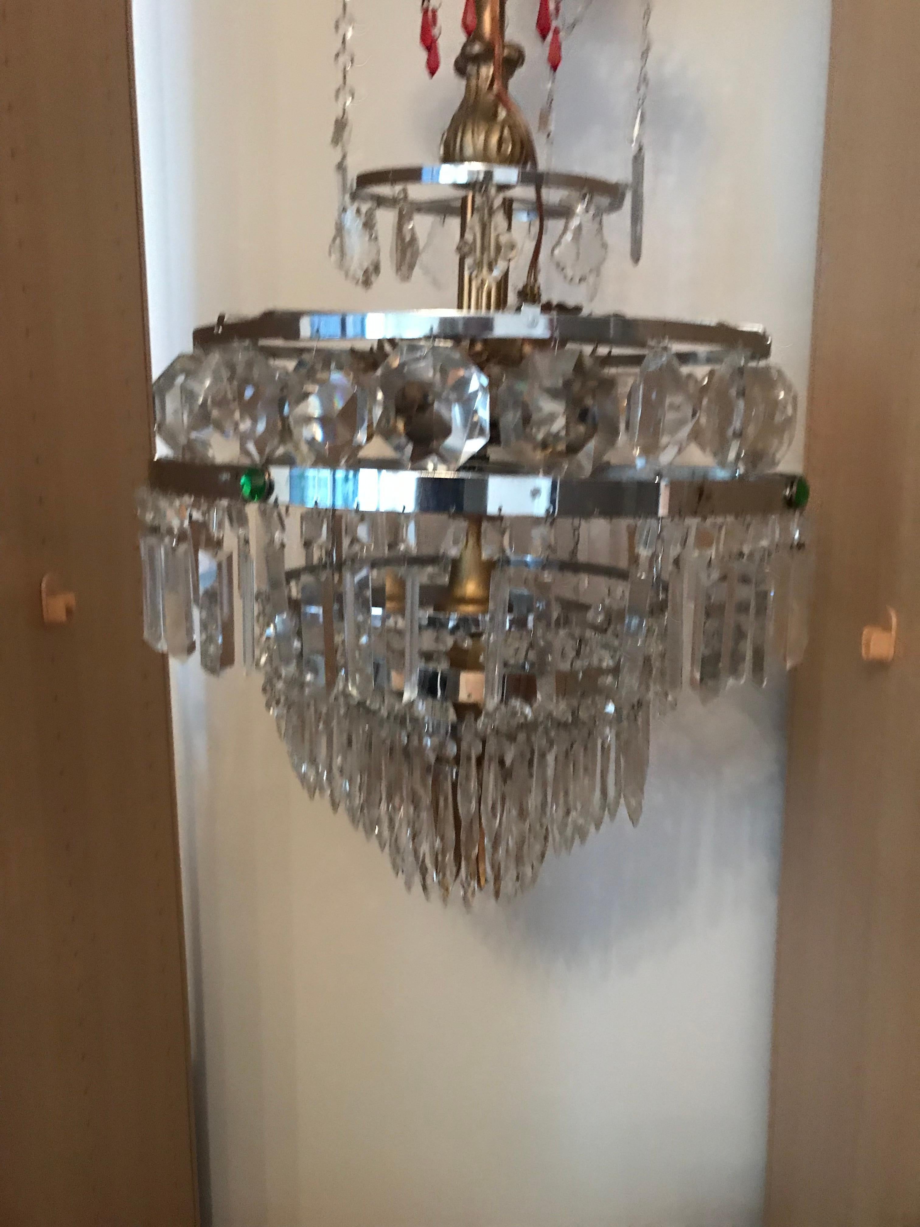 Large 19 th century Antique Crystal Chandelier  In Good Condition For Sale In Boca Raton, FL