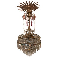 Large 19 th century Antique Crystal Chandelier 
