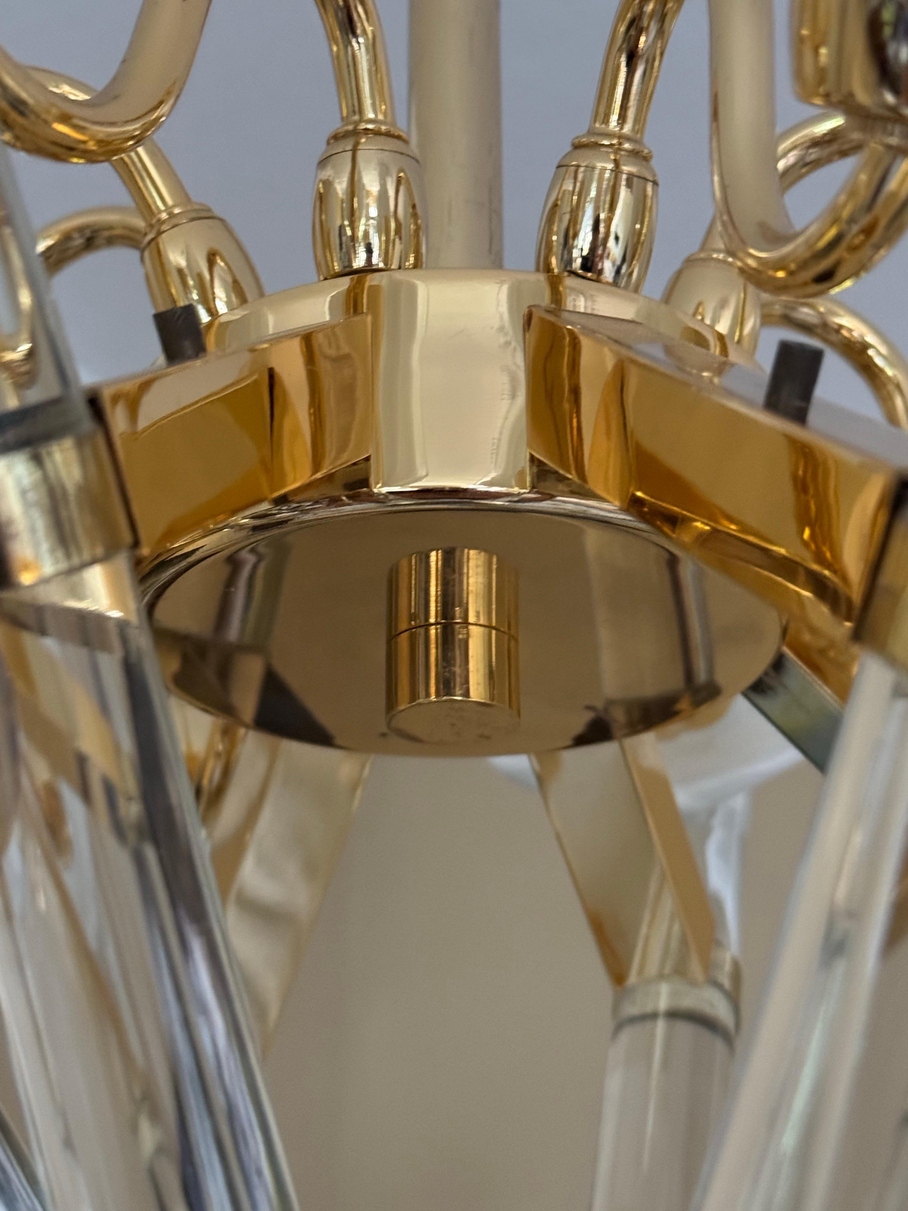 Großer, beeindruckender Franco Luce Kronleuchter aus Murano-Glas und Messing, ca. 1970er Jahre (Italienisch) im Angebot