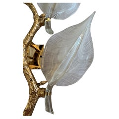Large Impressive Franco Luce Murano Glass and Brass Wall Sconce, circa 1970s