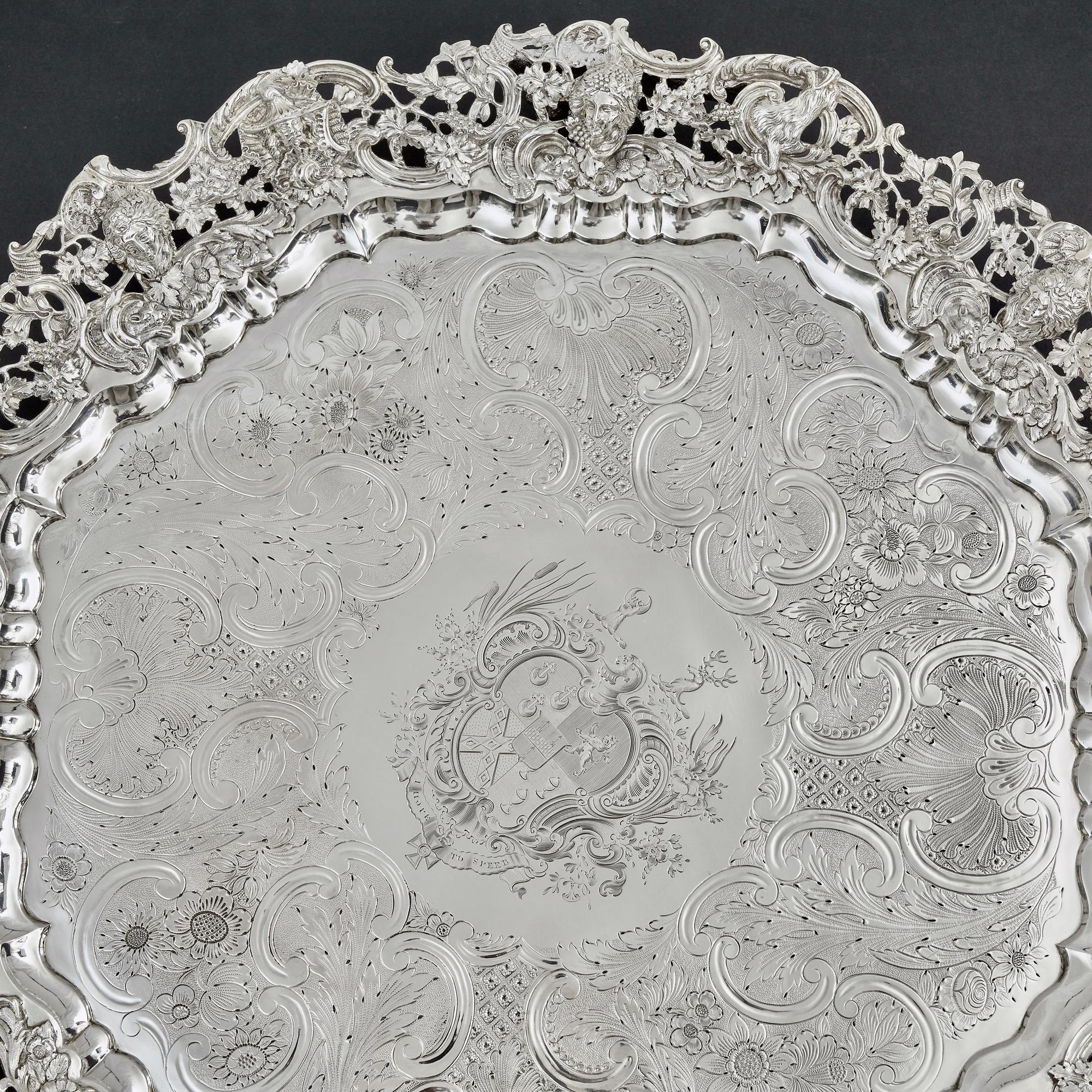 19th Century Large  George IV silver salver For Sale