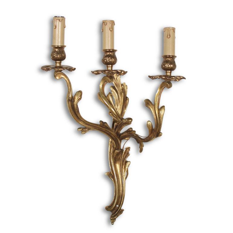 French Large and Impressive Gilt Bronze Louis XV Style Sconces from Paris