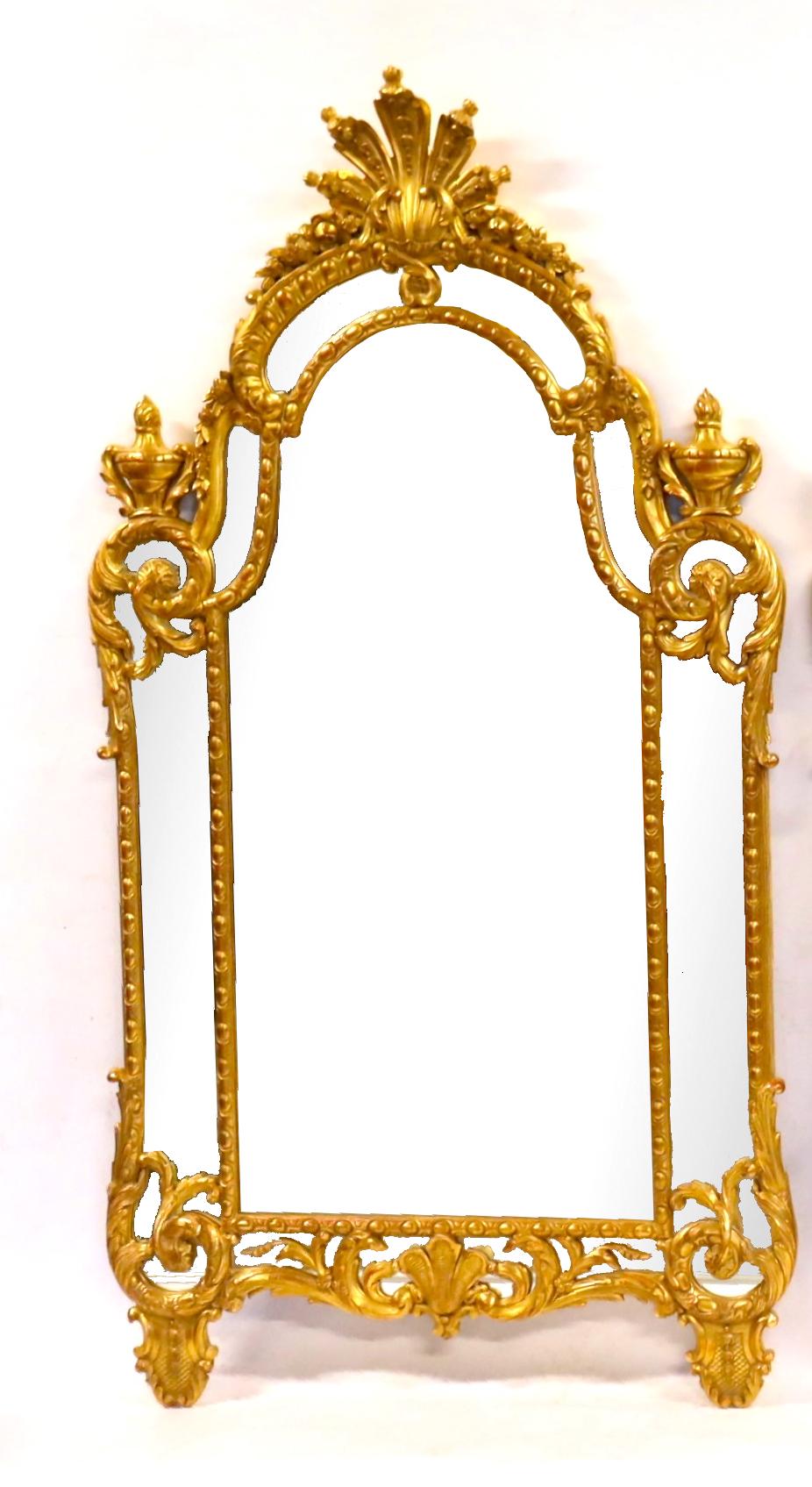 Large & Impressive Hand carved Wood & Gilt Decorated Frame Wall Mirror For Sale 3