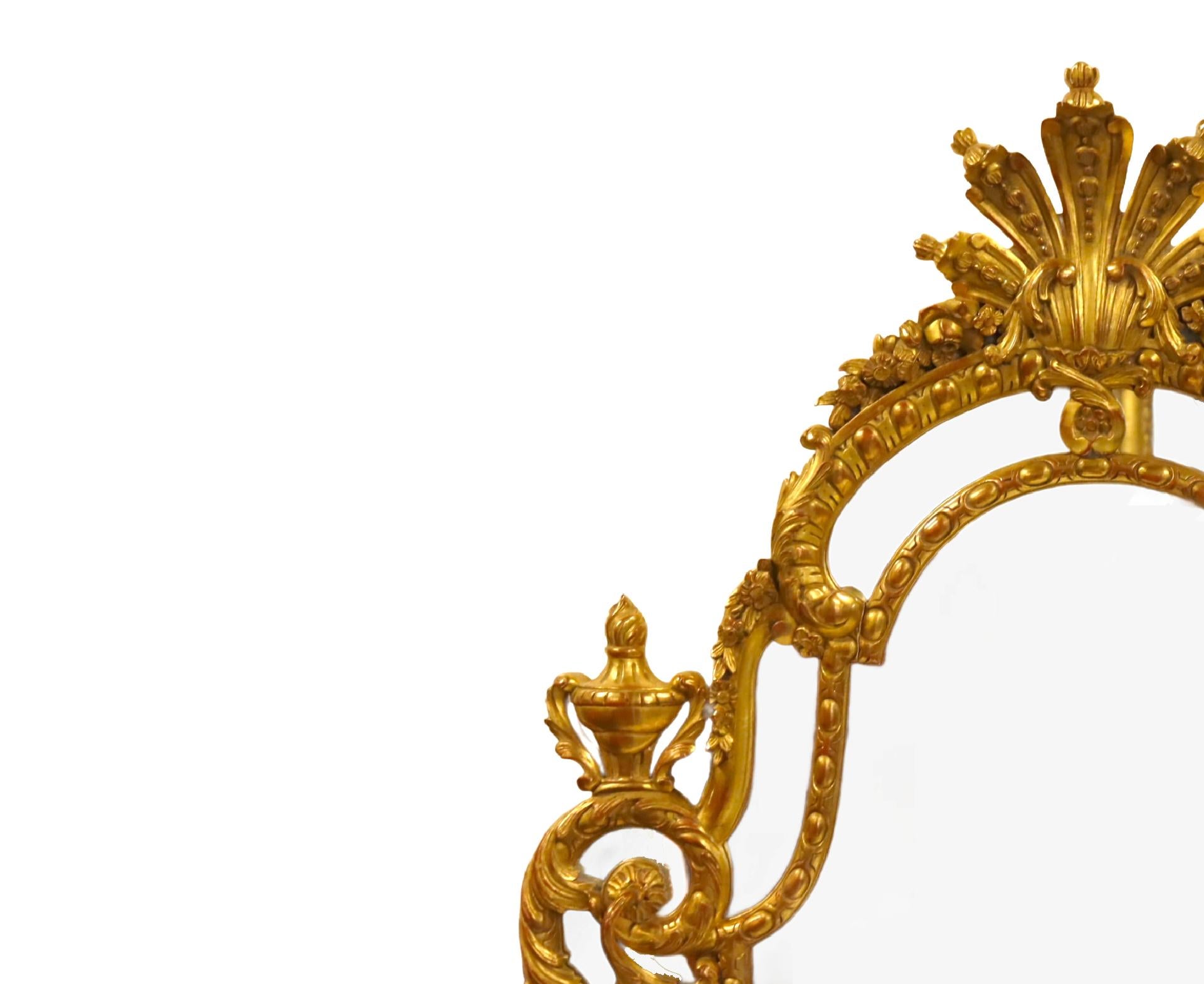 Louis XV Large & Impressive Hand carved Wood & Gilt Decorated Frame Wall Mirror For Sale