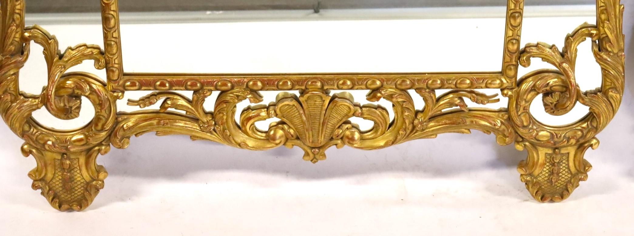 Hand-Painted Large & Impressive Hand carved Wood & Gilt Decorated Frame Wall Mirror For Sale