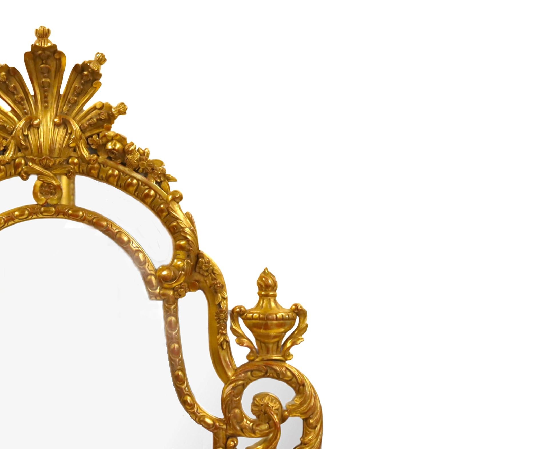 Large & Impressive Hand carved Wood & Gilt Decorated Frame Wall Mirror In Good Condition For Sale In Tarry Town, NY