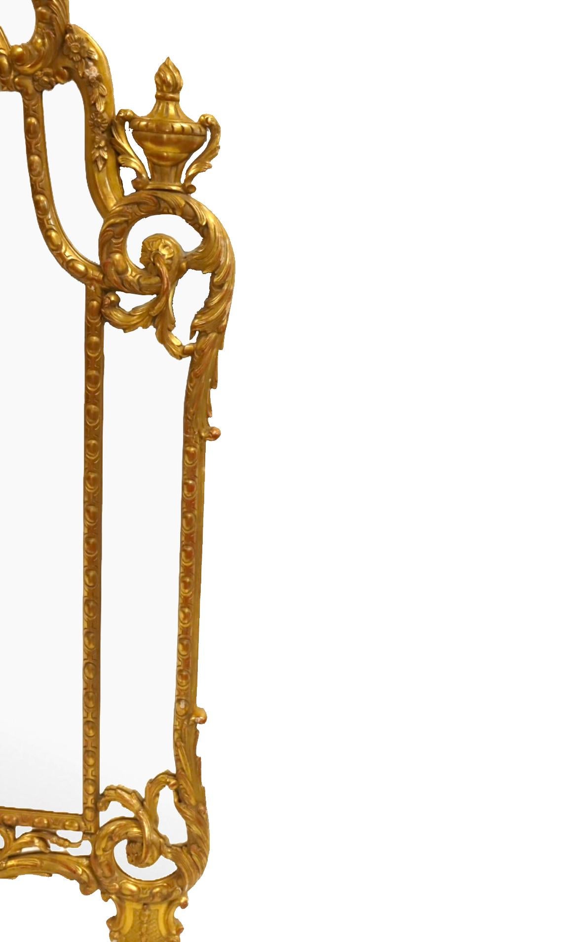 Mid-19th Century Large & Impressive Hand carved Wood & Gilt Decorated Frame Wall Mirror For Sale